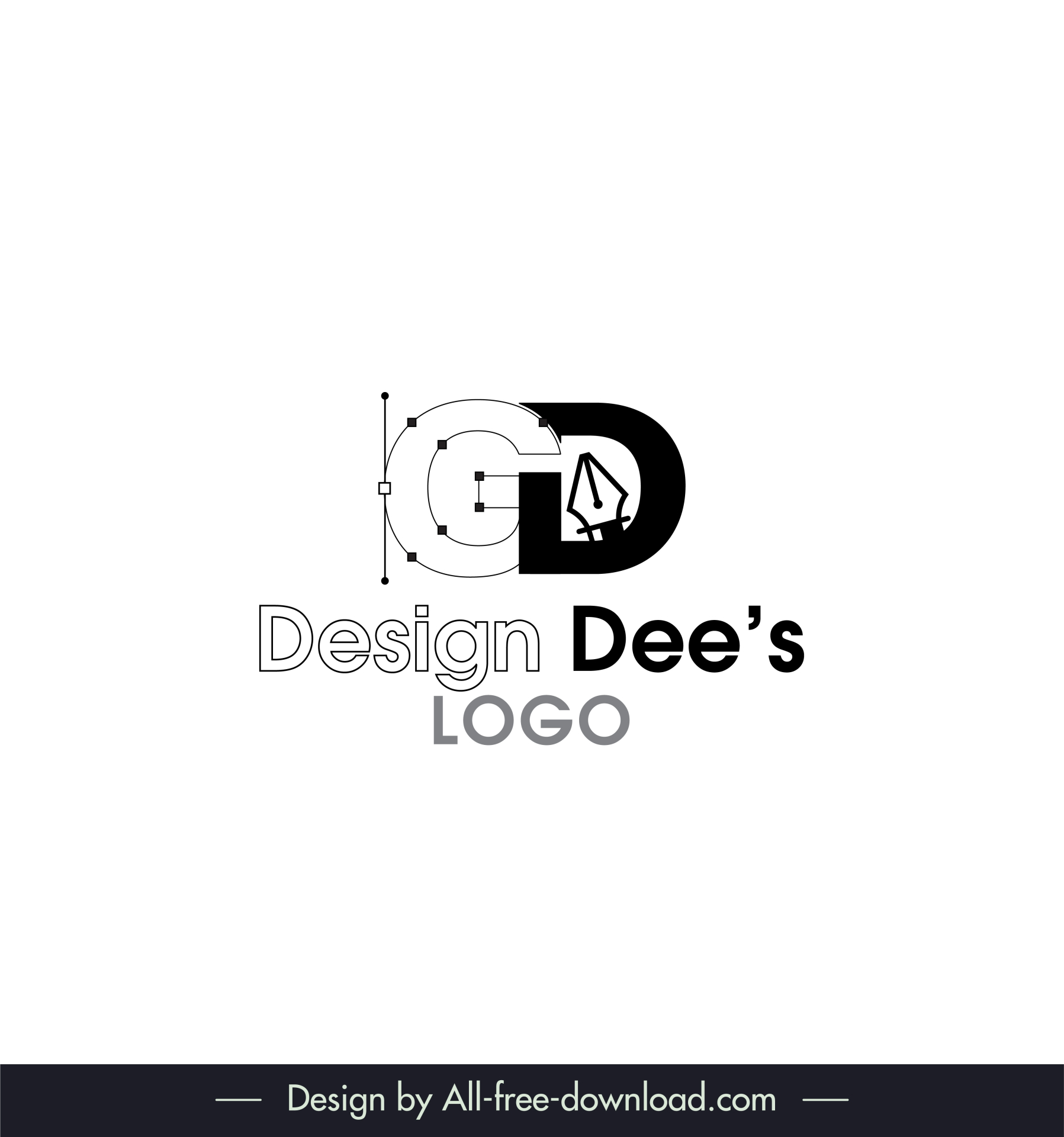 design deeslogo template flat black white stylized texts fountain pen sketch