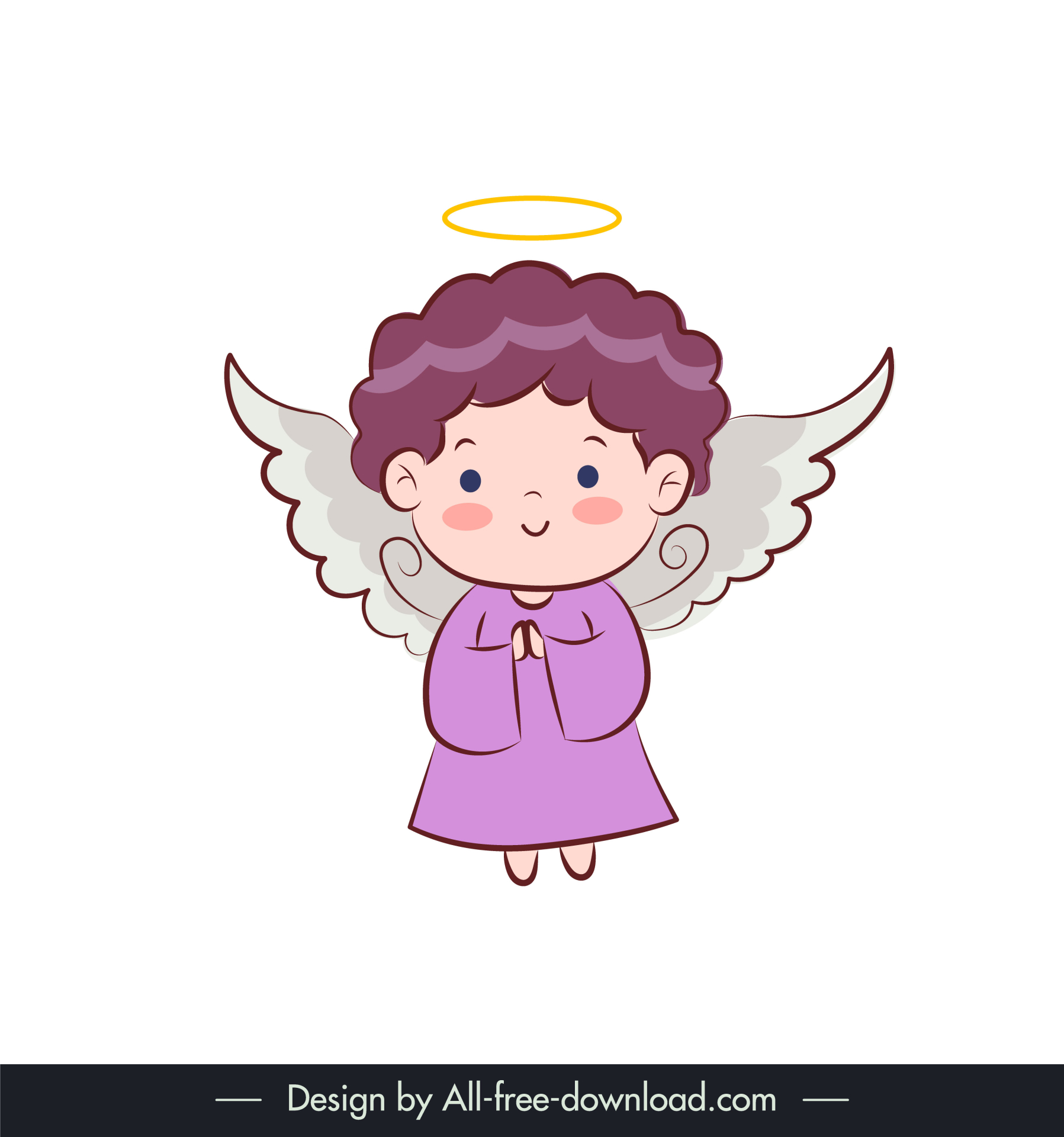  angel icon cute winged baby sketch handdrawn cartoon design 