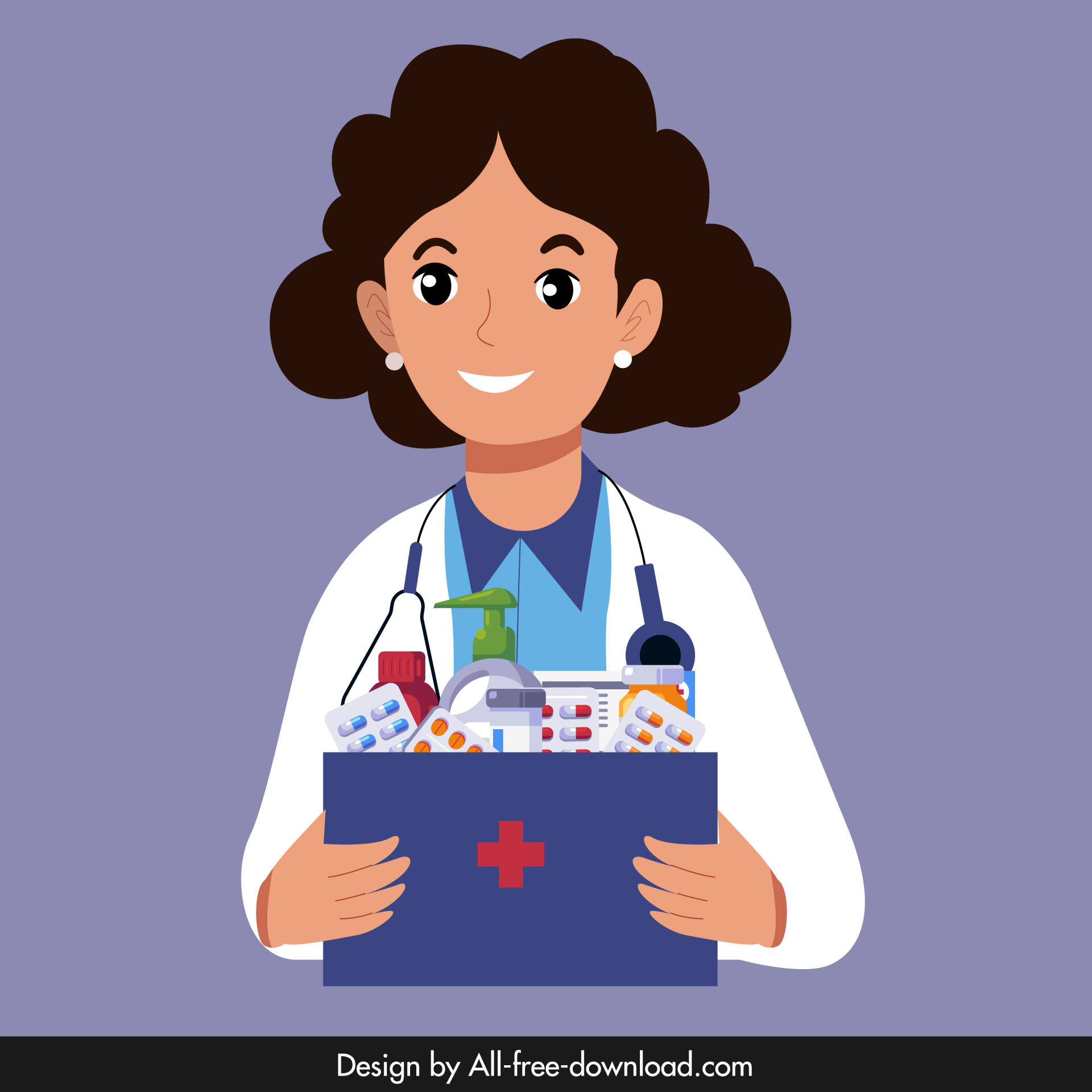 female pharmacist icon cute cartoon character sketch