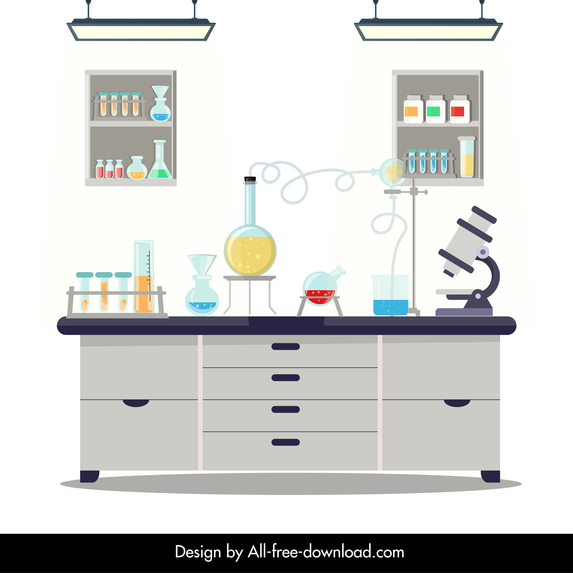 chemistry laboratory room design elements modern objects tools sketch