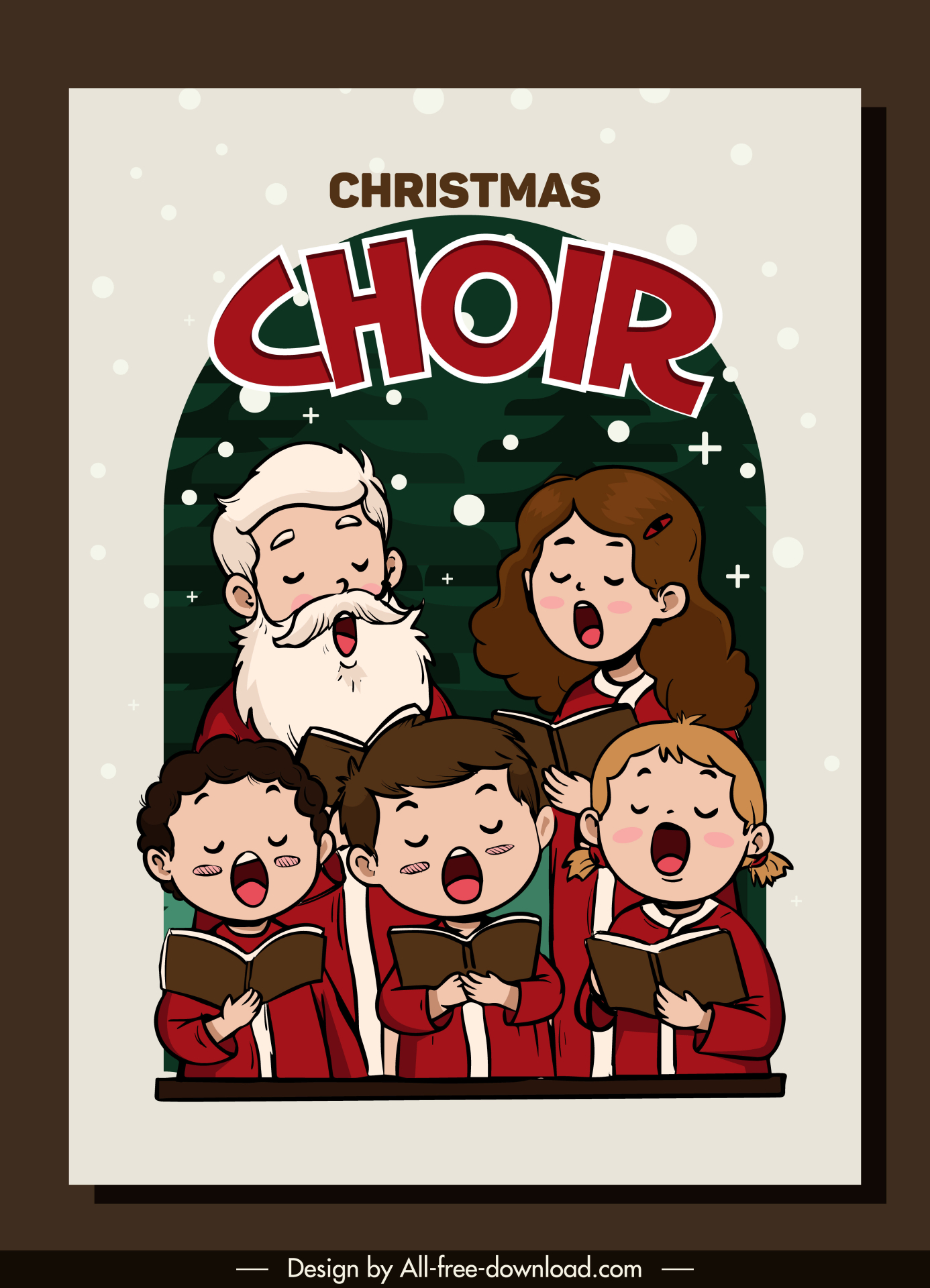 christmas banner template church choir sketch cute cartoon design 