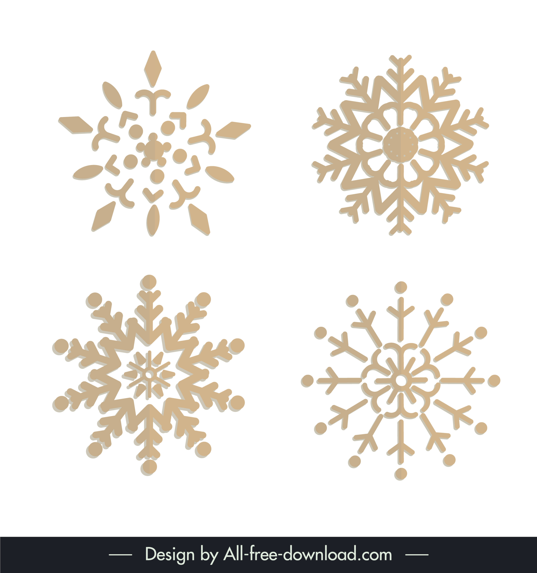  snowflakes sets design elements flat symmetric flora leaf shapes outline 