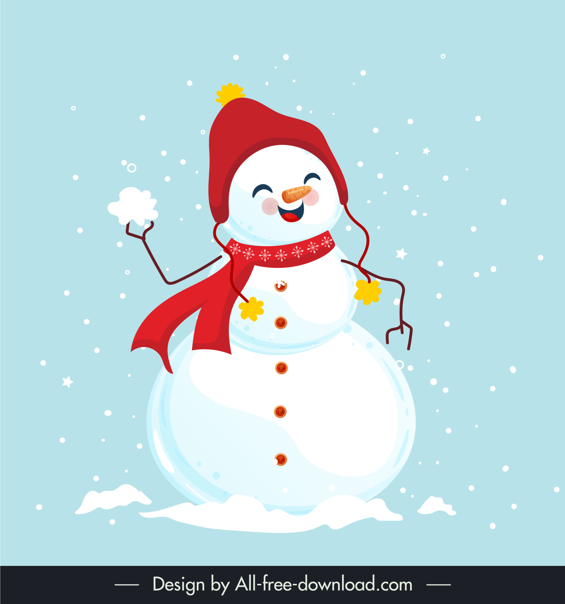 cute snowman laughing icon cute dynamic stylized cartoon design 