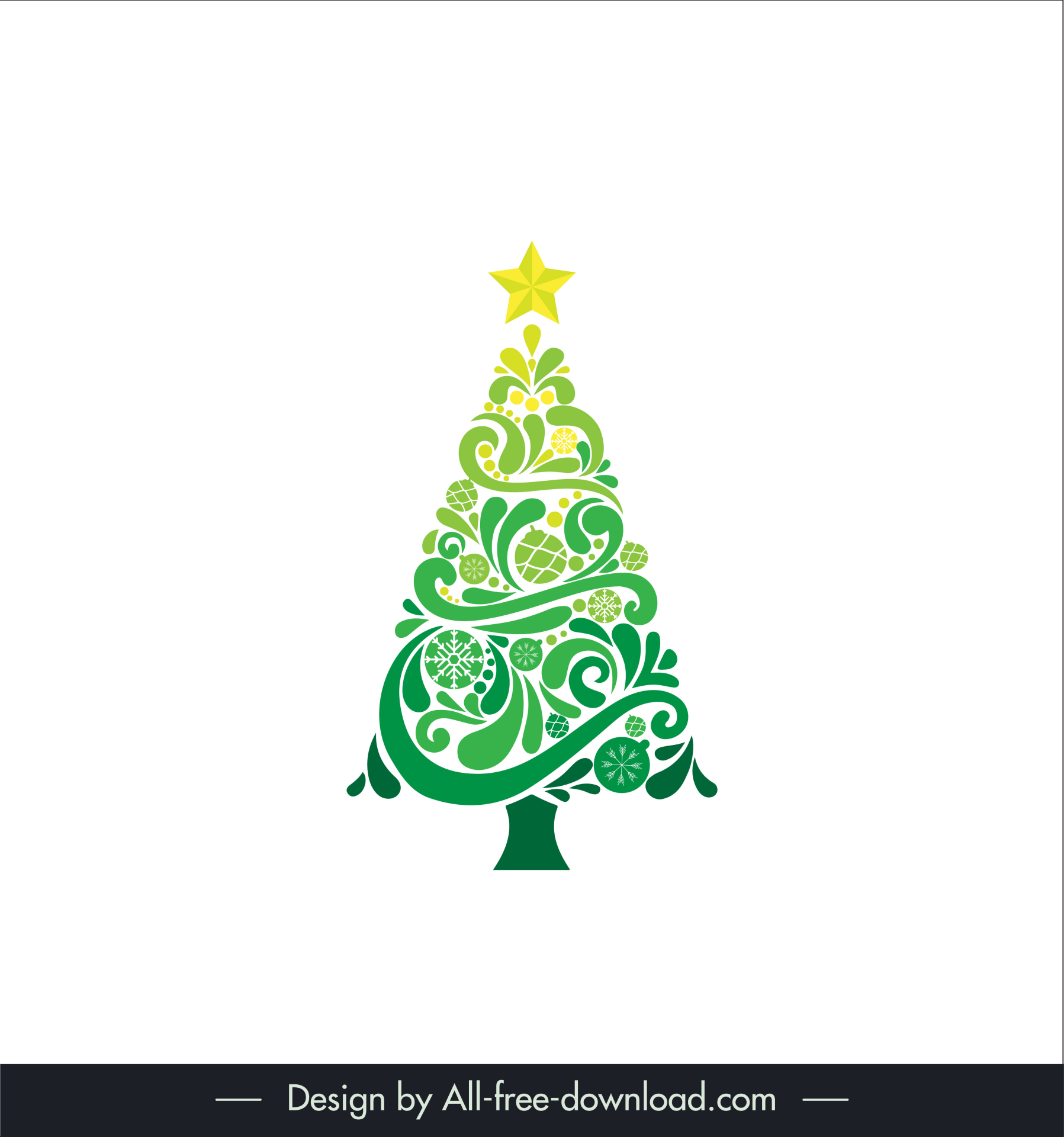  christmas tree icon flat classical symmetric shape curves sketch