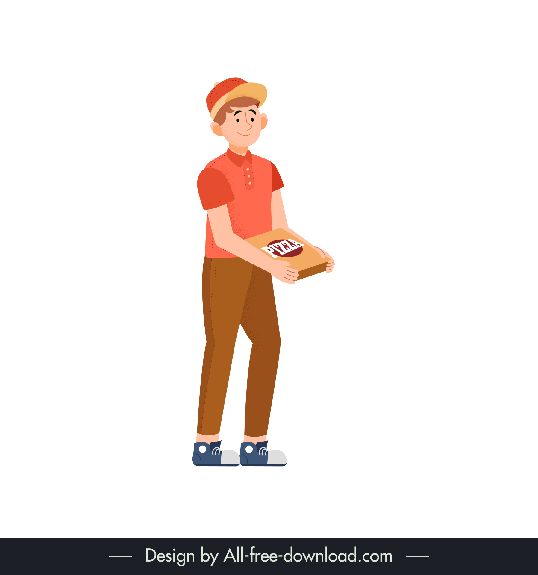 delivery man icon man delivering pizza sketch cartoon character design 