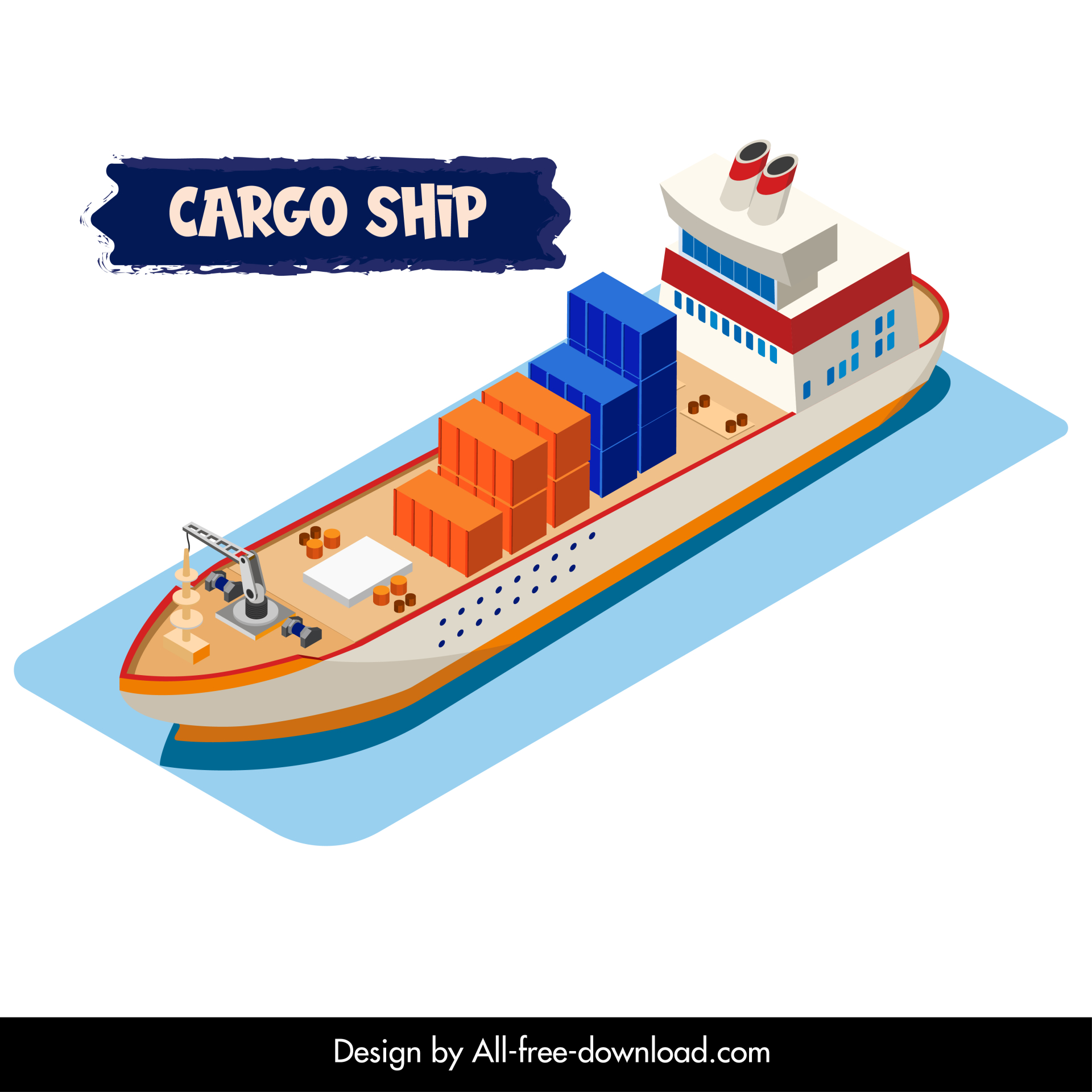 cargo ship icon modern 3d sketch