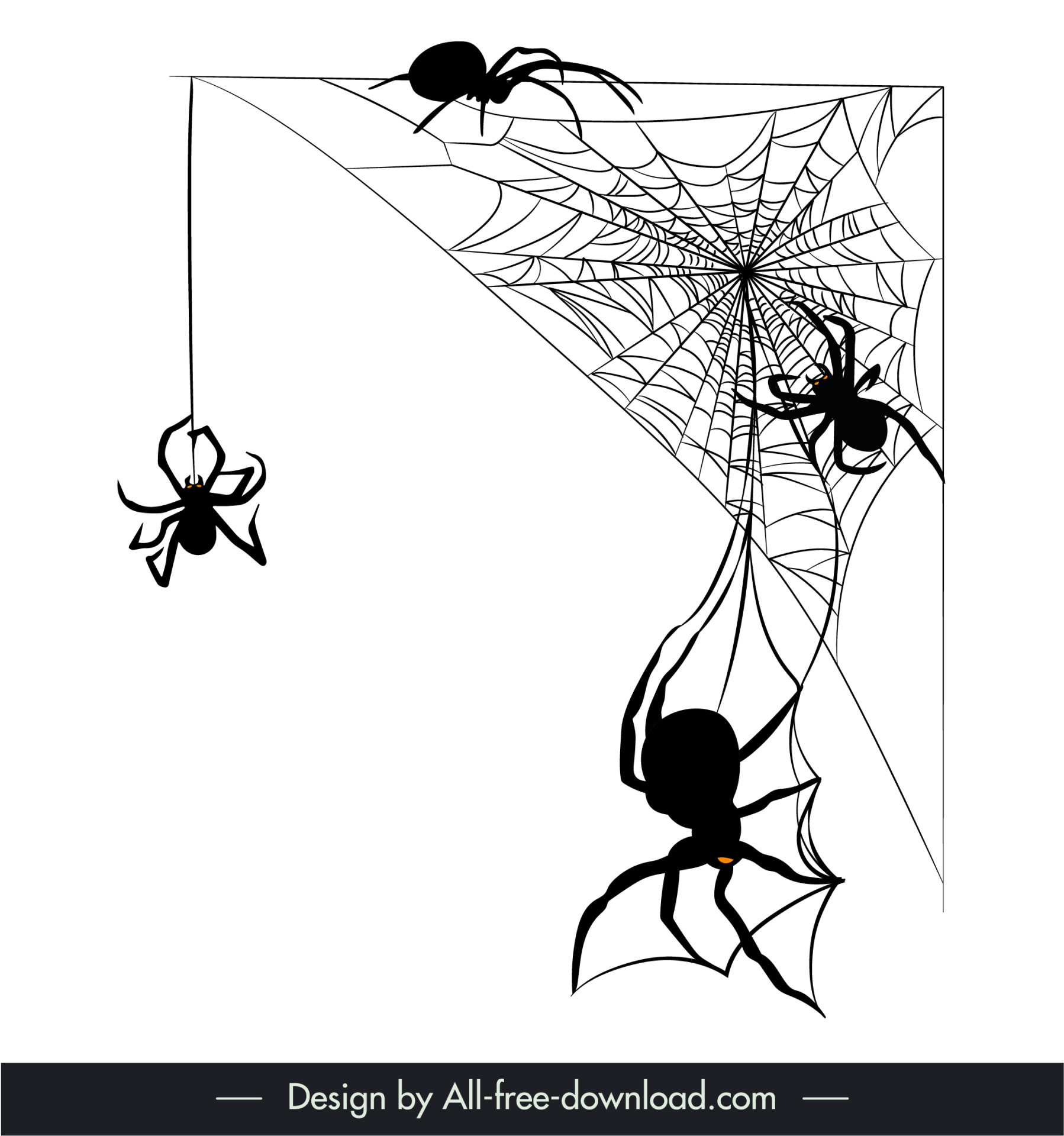 halloween cobweb backdrop template flat classic black white silhouettes design