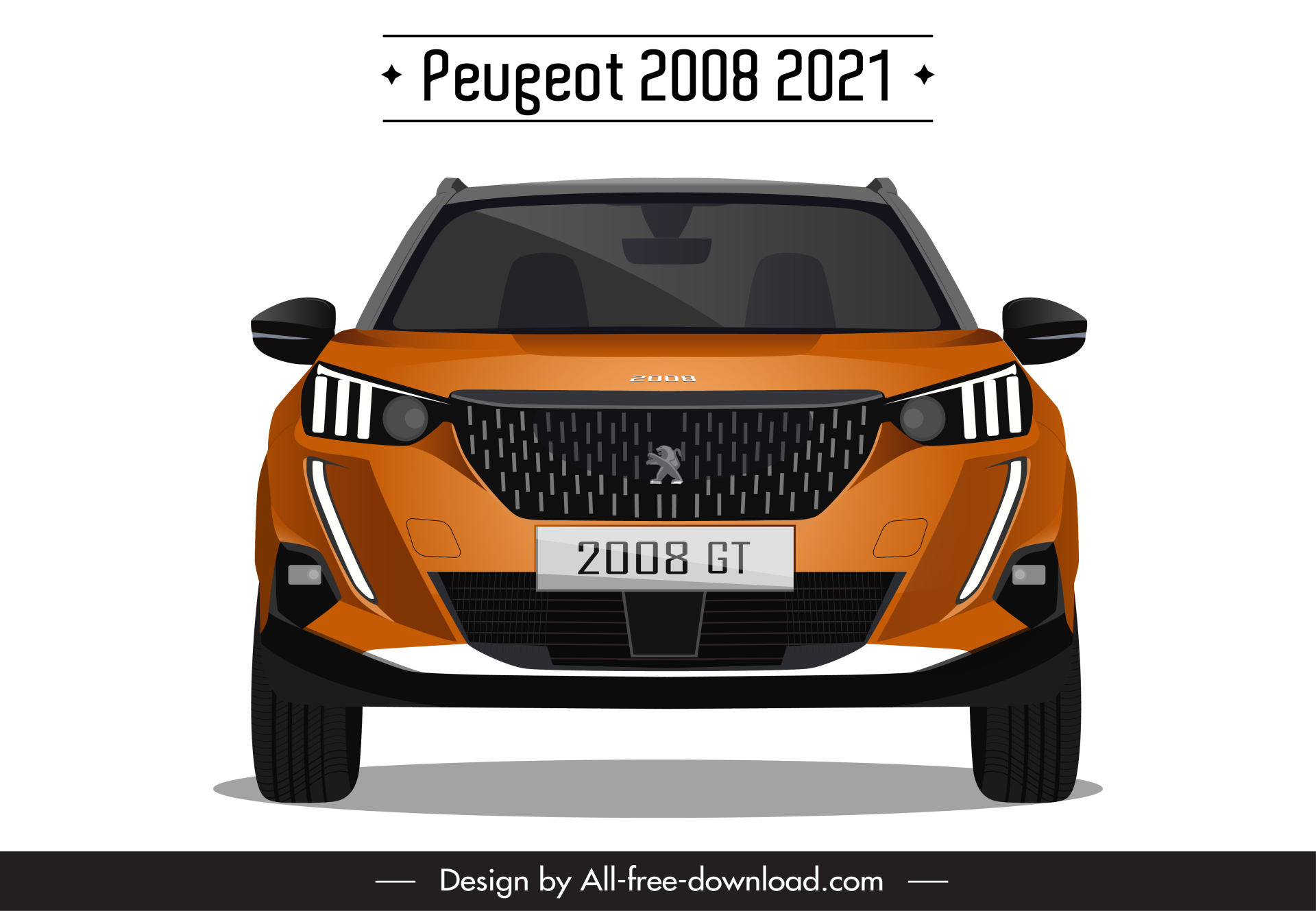 peugeot 2008 2021 car model advertising template modern symmetric front view design 