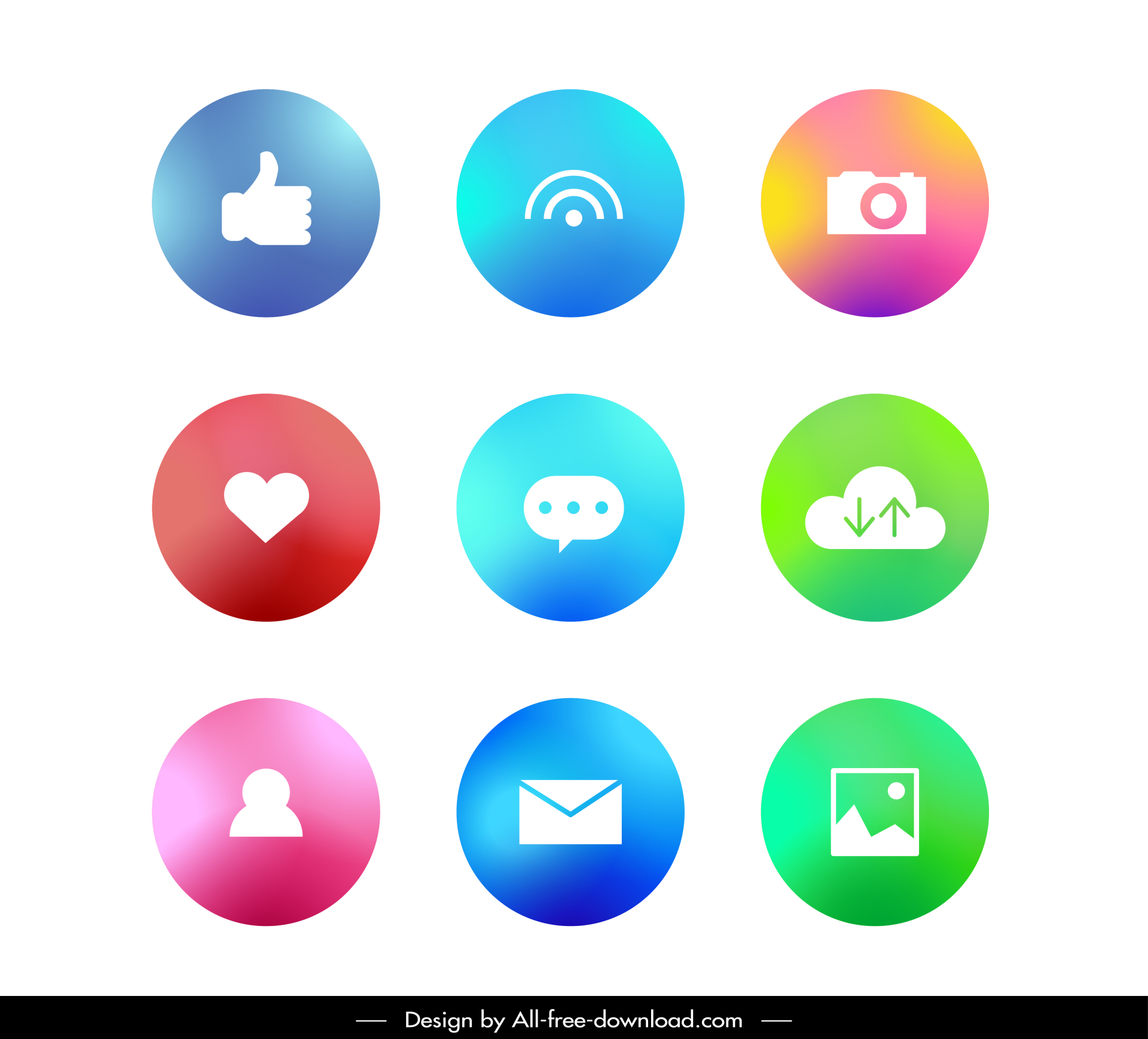 online advertising icons collection colorful  isolated circles flat symbols outline