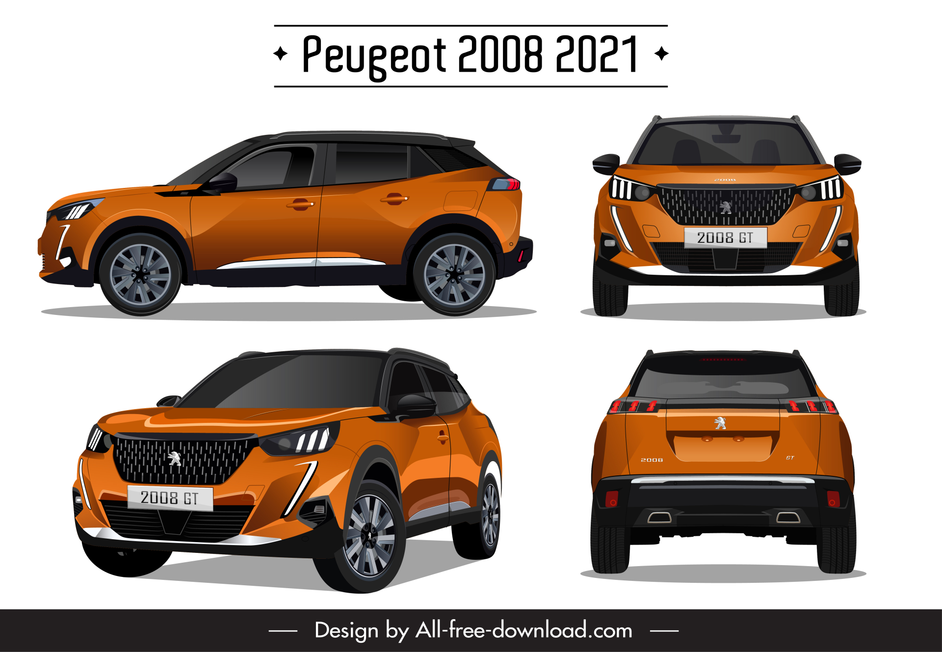 peugeot 2008 2021 car models advertising template modern different views design 