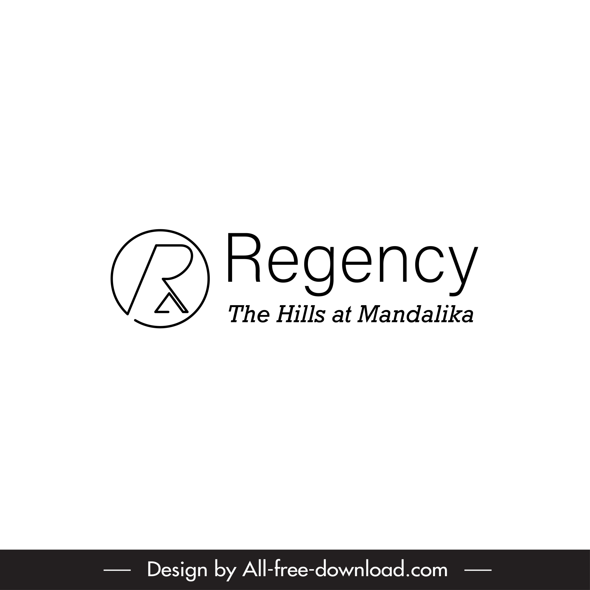 logo regency the hills at mandalika logo template flat black white texts circle decor