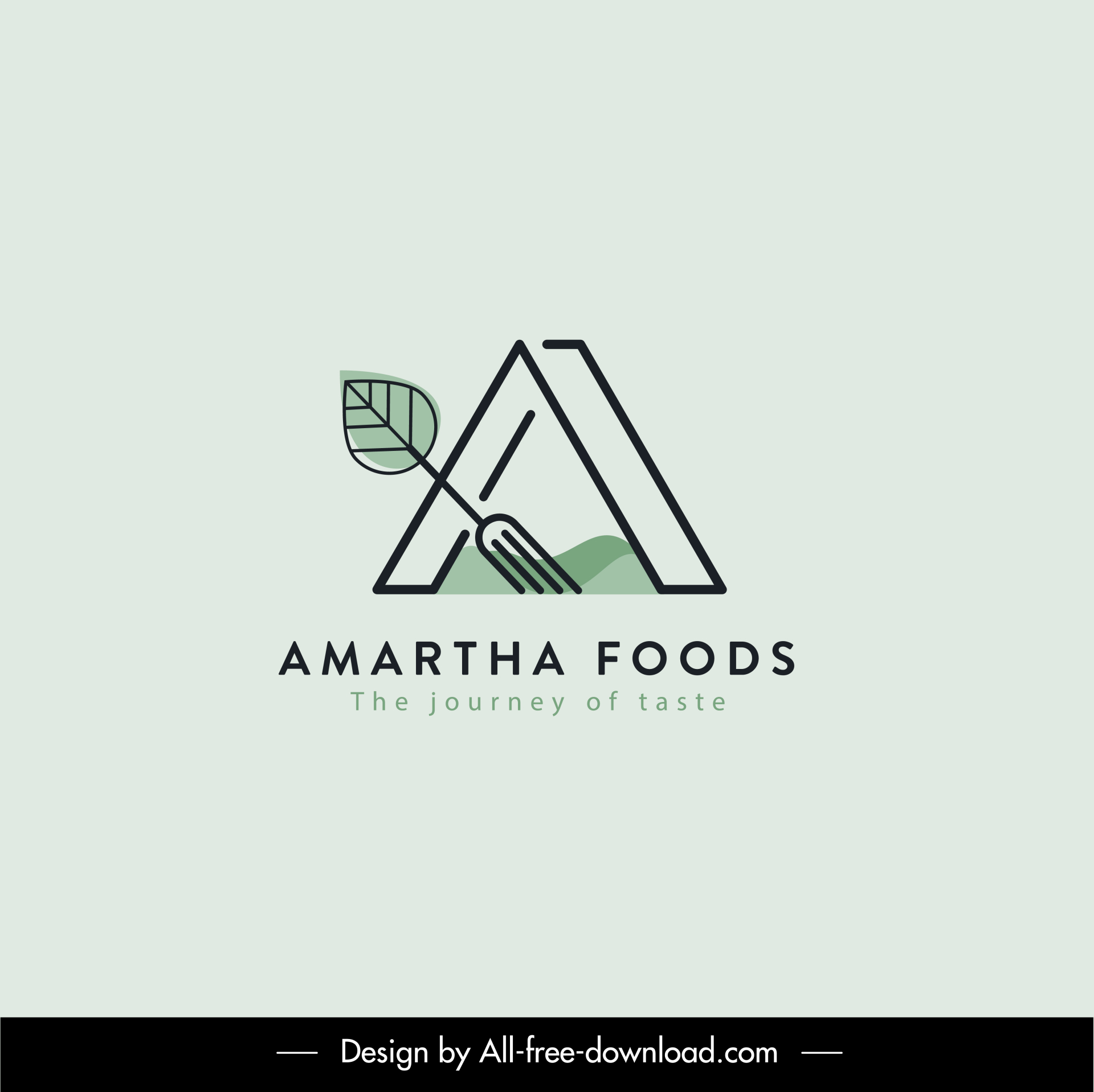 amartha foods logotype flat classic handdrawn fork leaf stylized text sketch