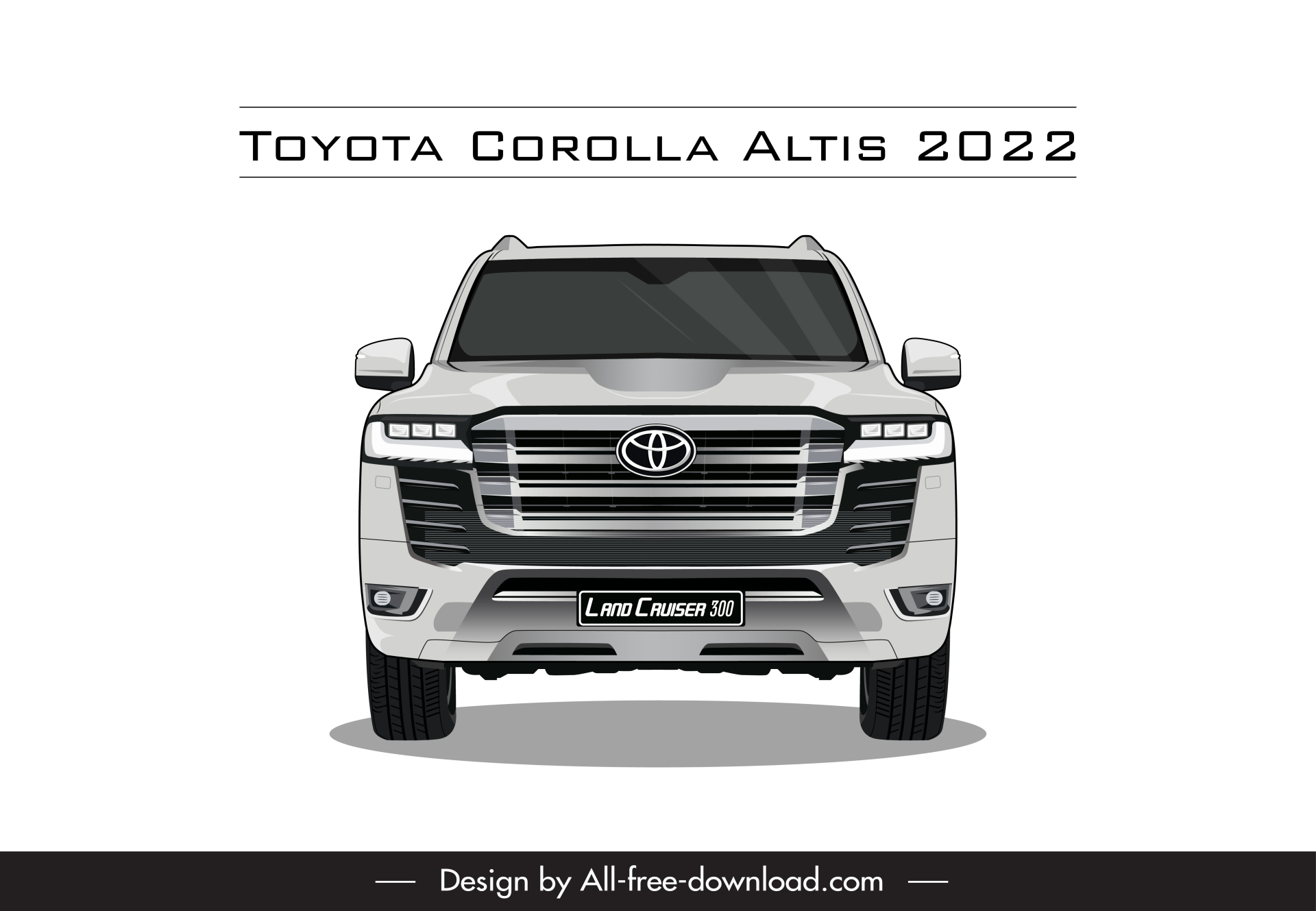 toyota land cruiser 2022 car model template symmetric font view design 