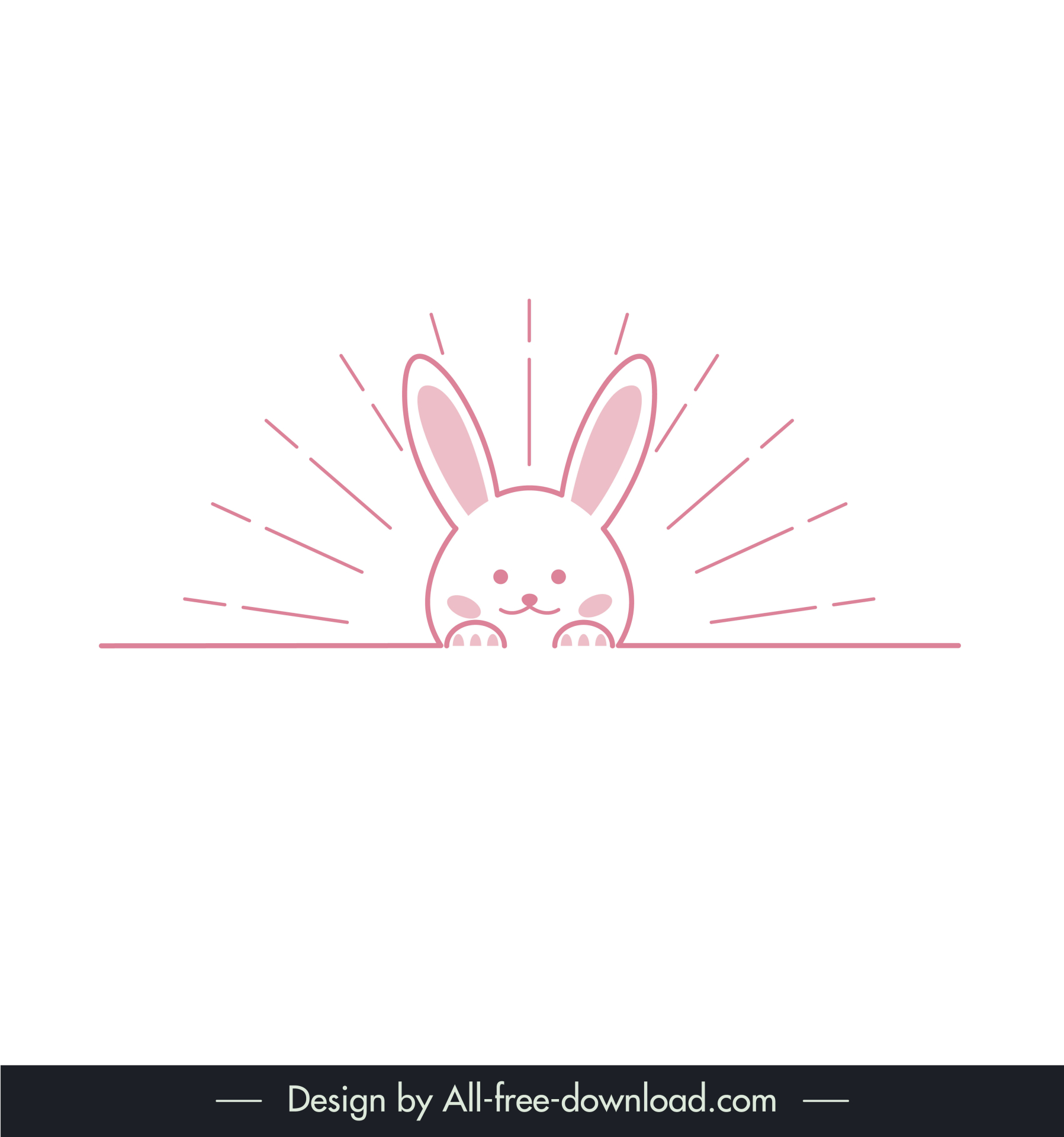 rabbit cute line art template flat symmetric handdrawn symmetric cartoon sketch