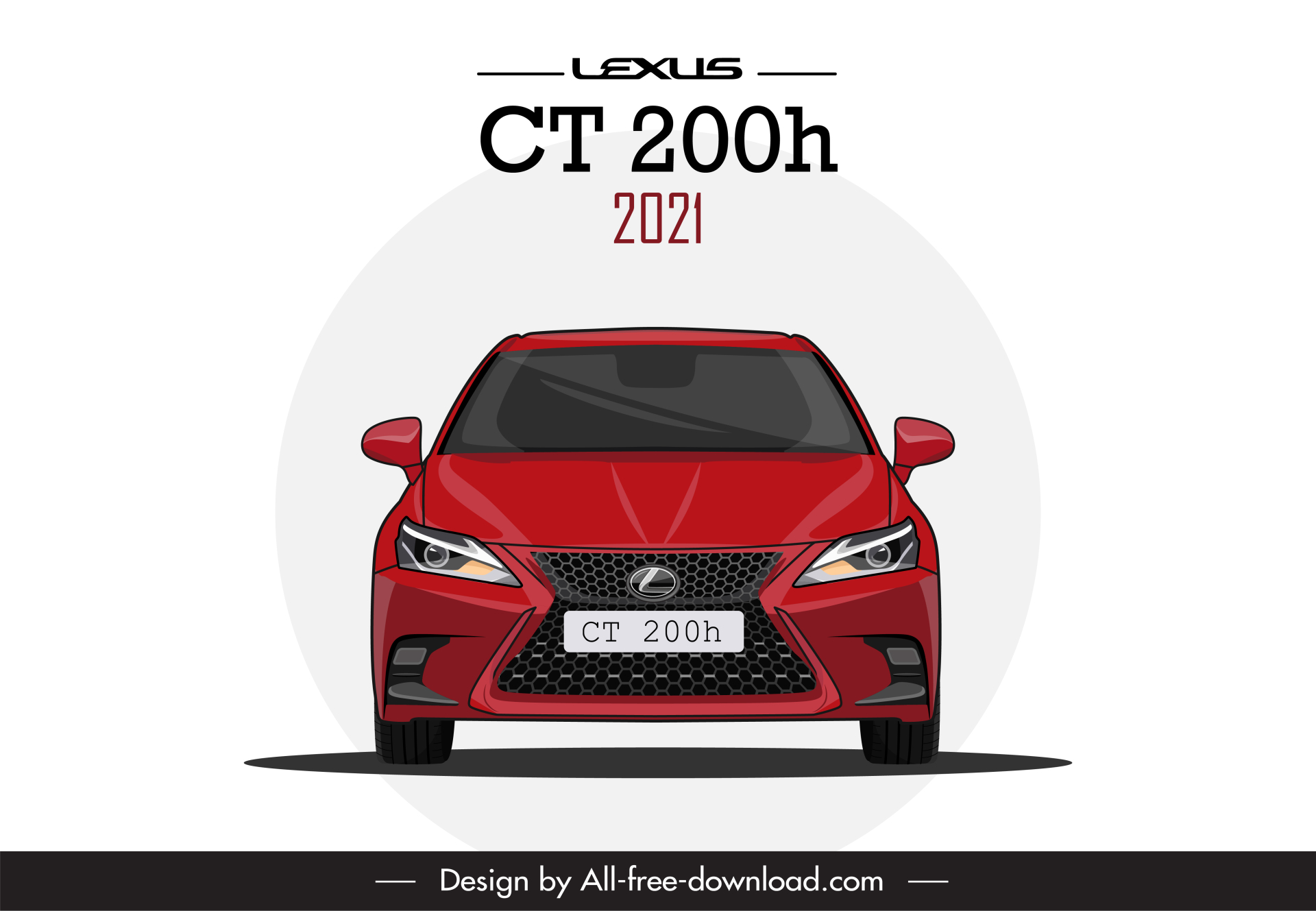 lexus ct 200h 2021 car model icon modern flat front view design 