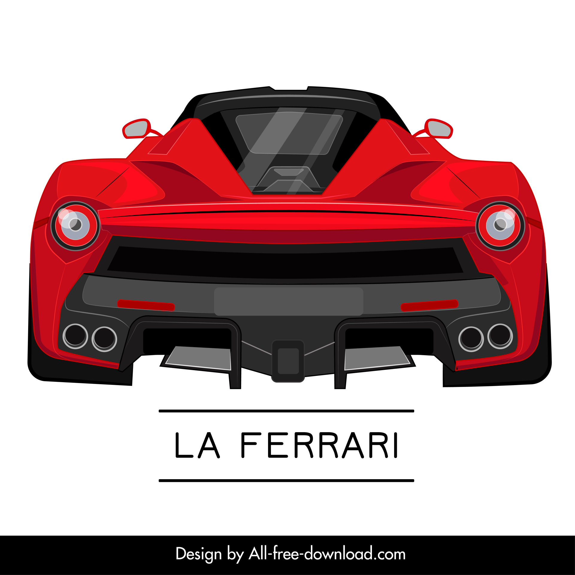 la ferrari car advertising template modern back view symmetric design