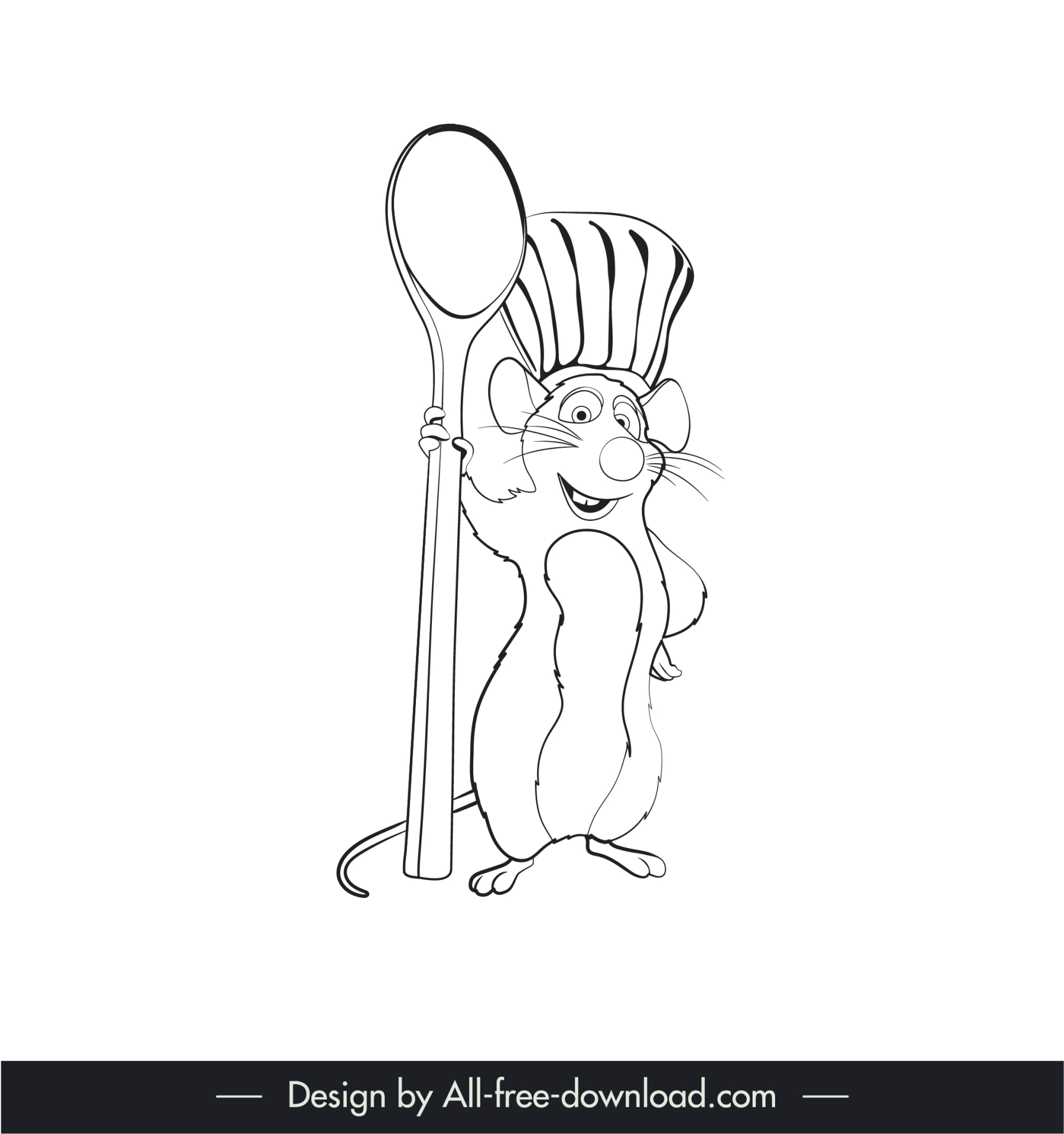 remy ratatouille icon black white handdrawn cartoon outline  