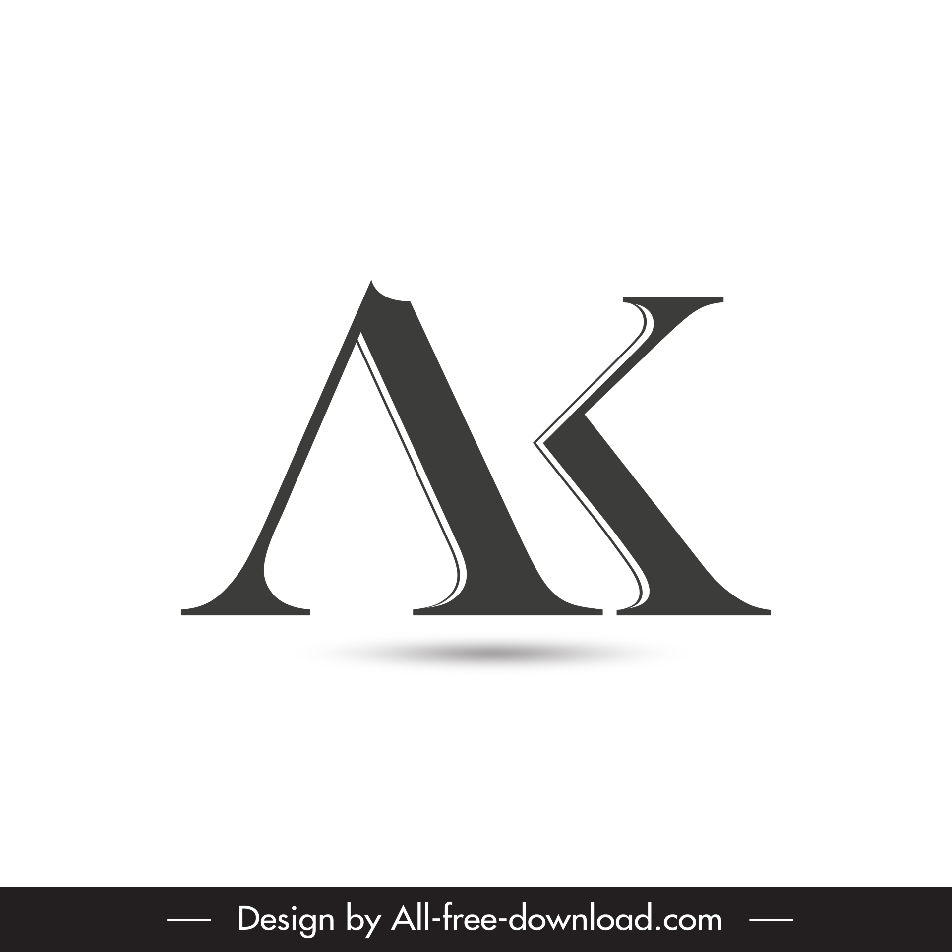 logo ak template elegant flat modern black white outline 