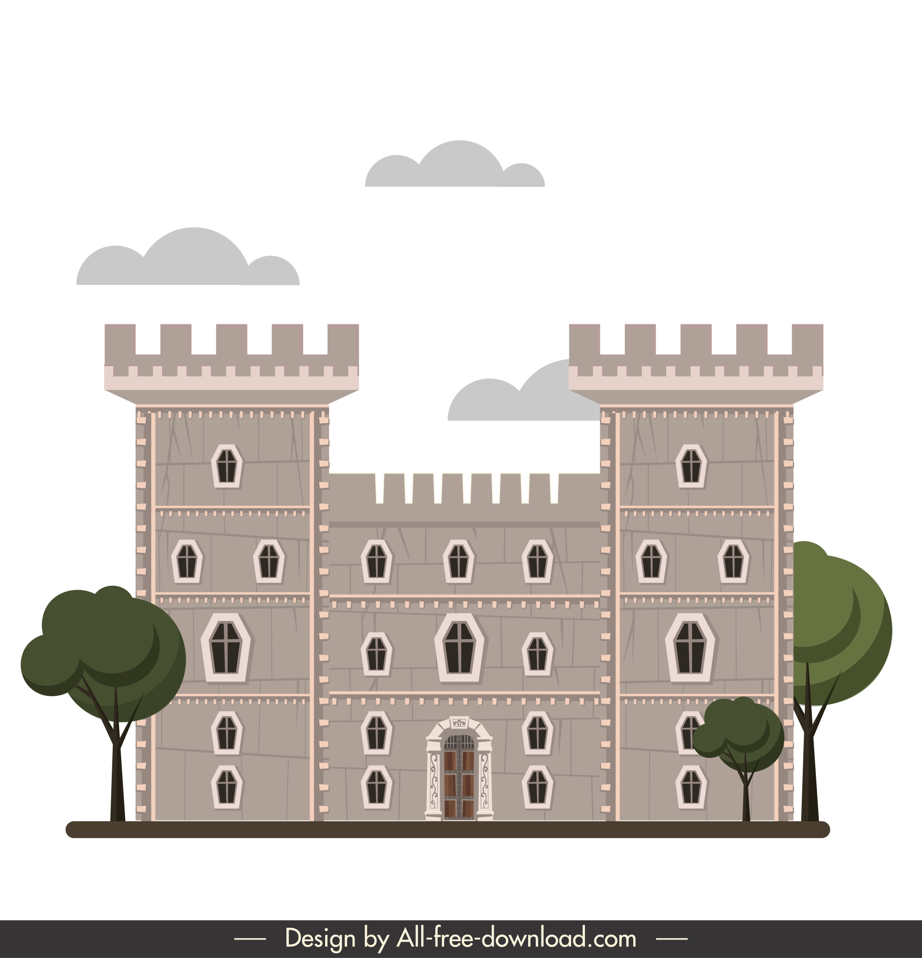 castle windsor icon symmetric flat classic sketch