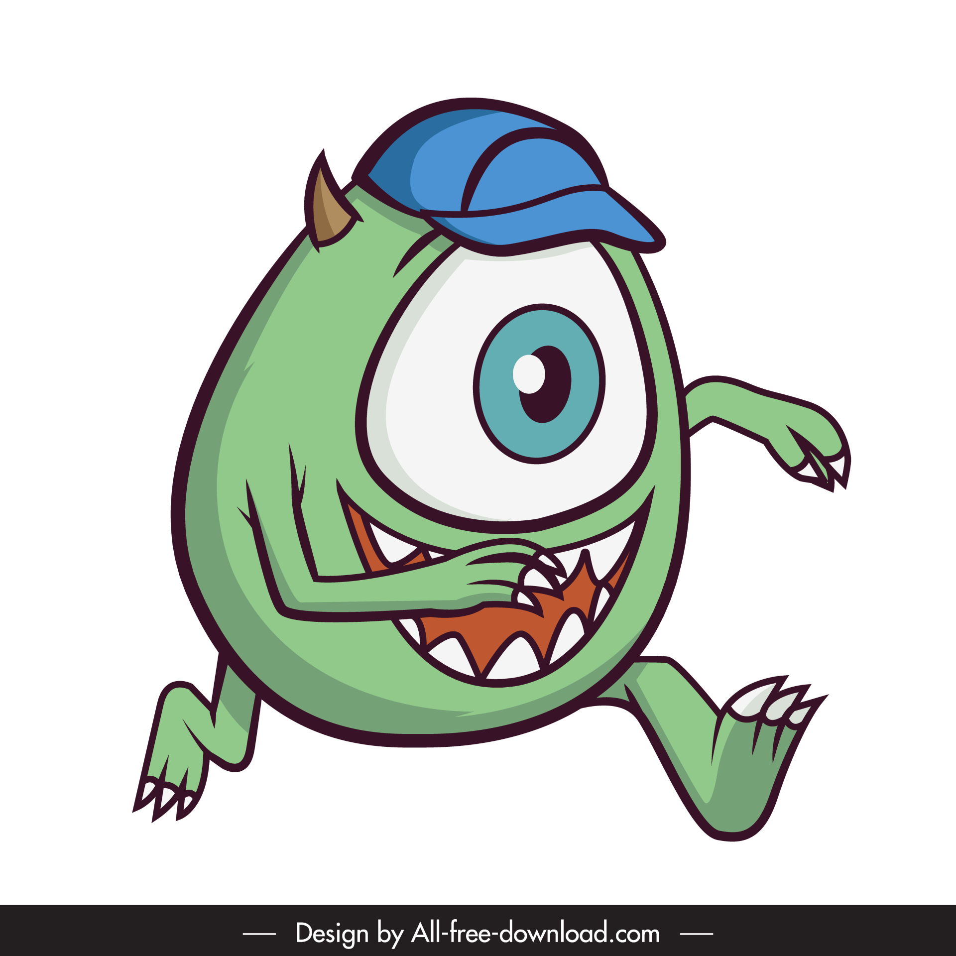 mike wazowski icon dynamic stylized cartoon sketch