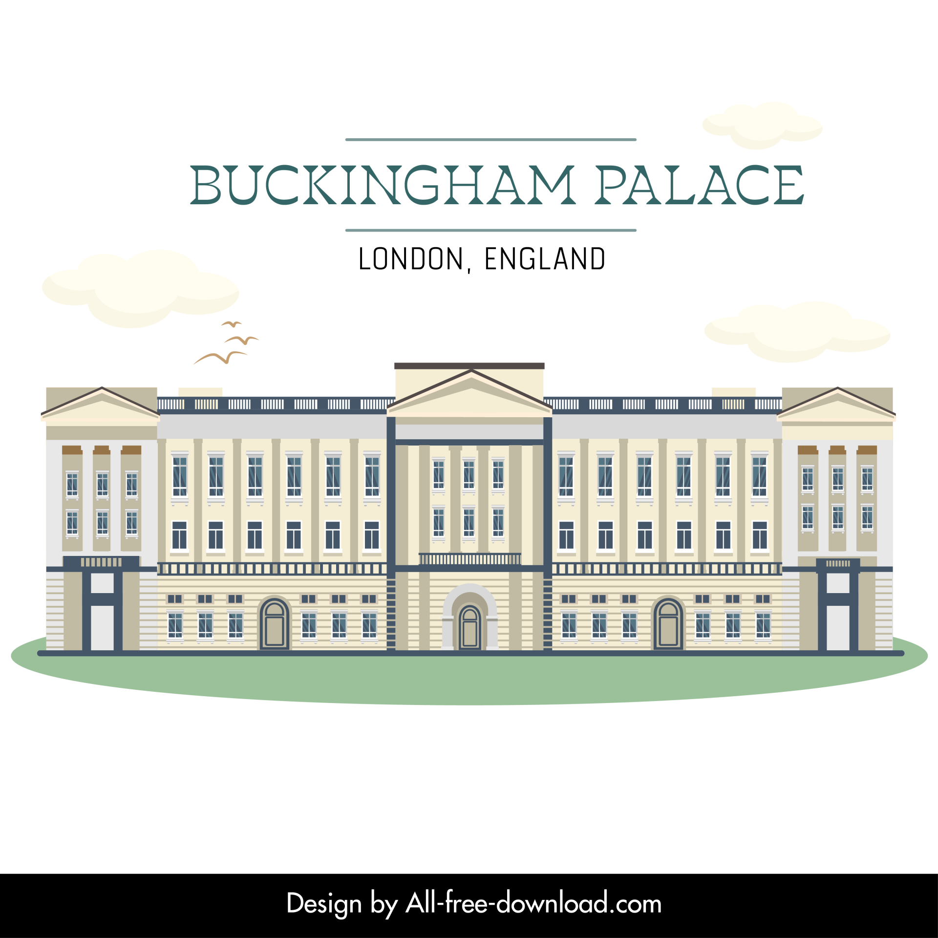 buckingham palace advertising banner elegant flat symmetric outline 