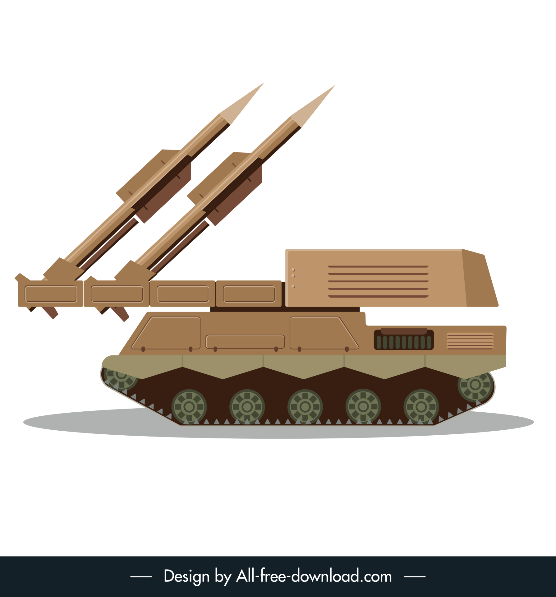 self propelled artillery rocket tank icon modern flat design