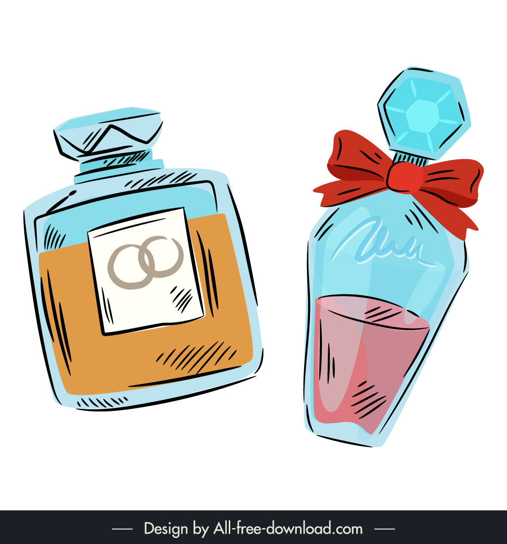 aristocratic perfume for women in paris style design elements flat classical handdrawn sketch