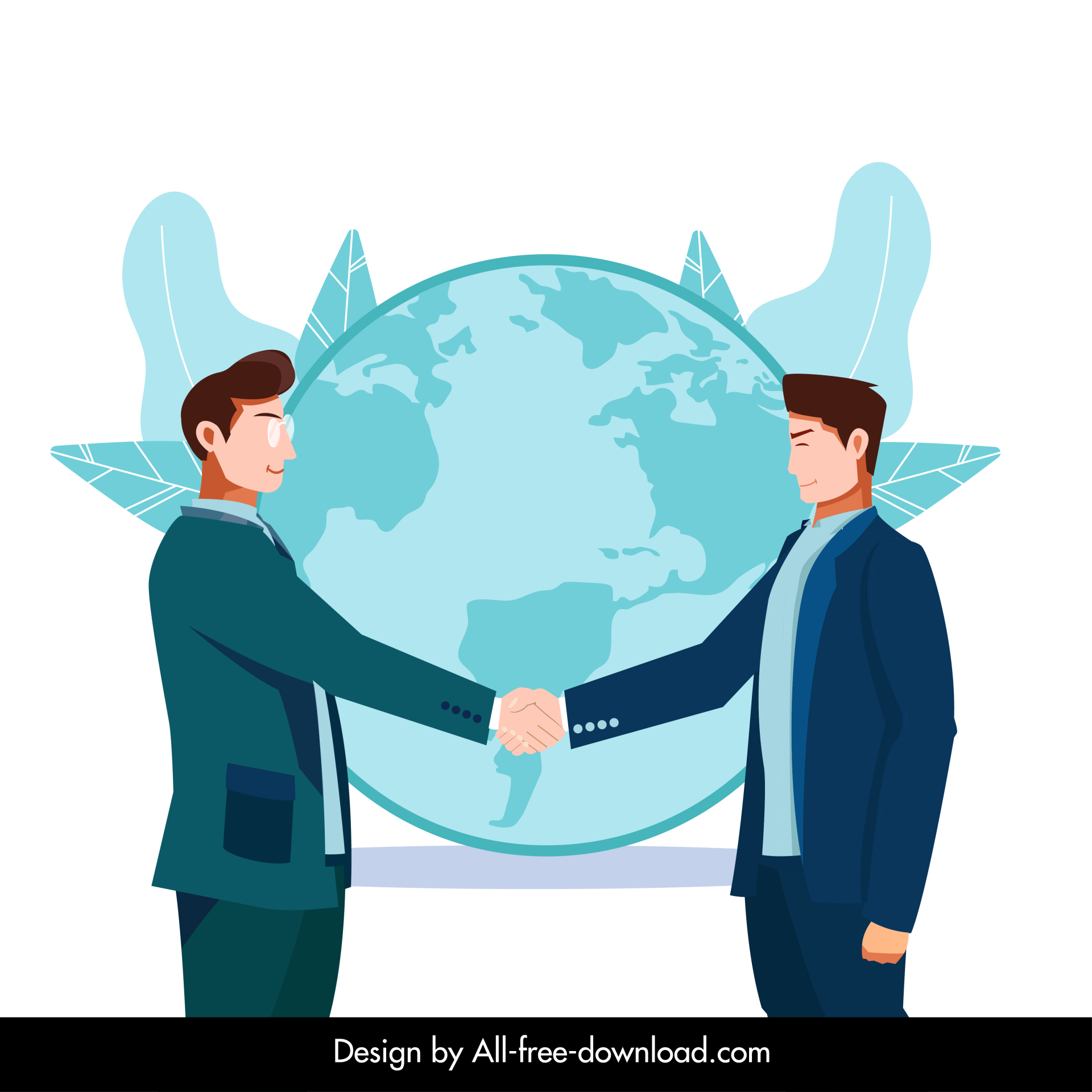 handshake for peace icon men globe sketch cartoon design