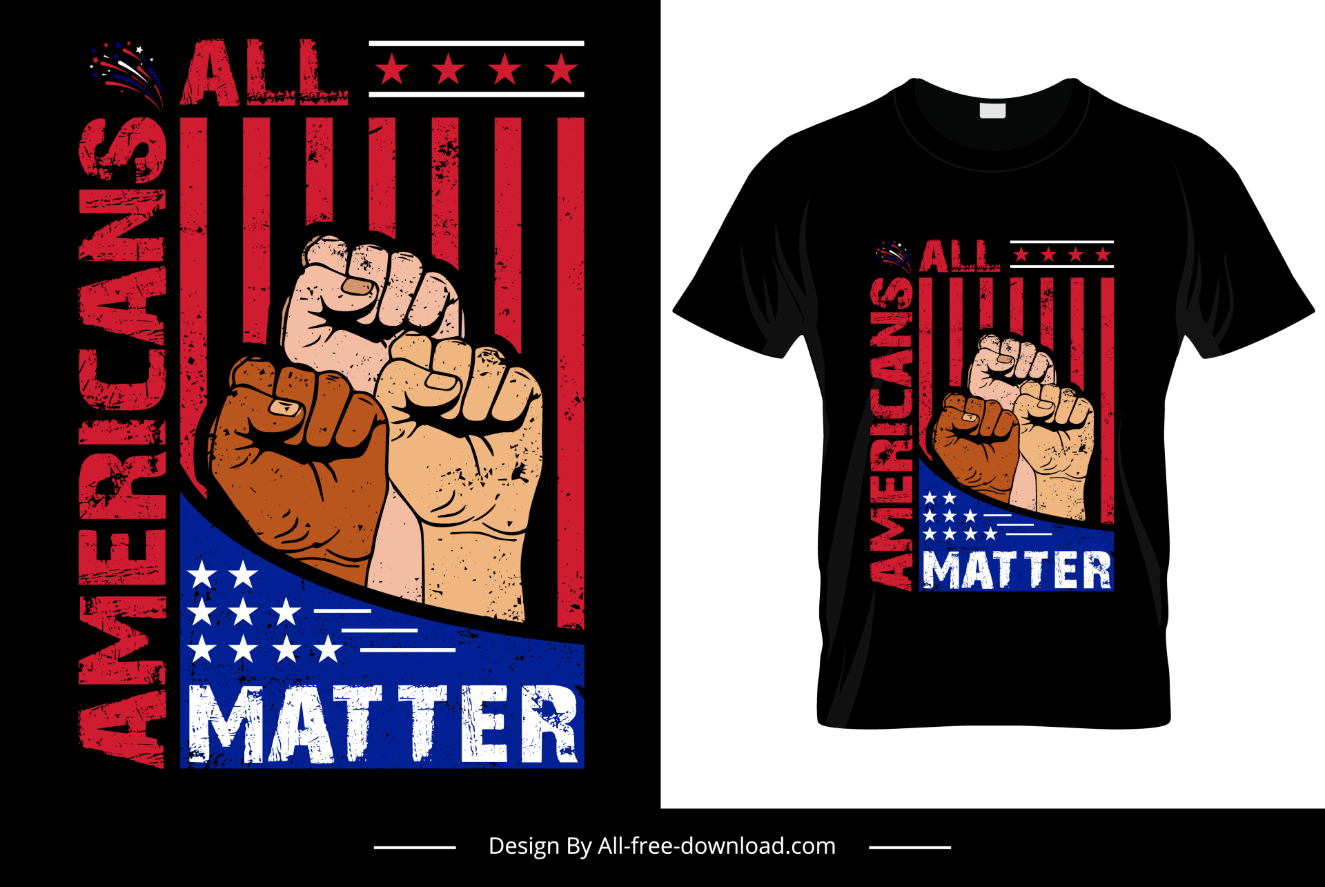 all americans matter tshirt template retro hands stripes stars sketch