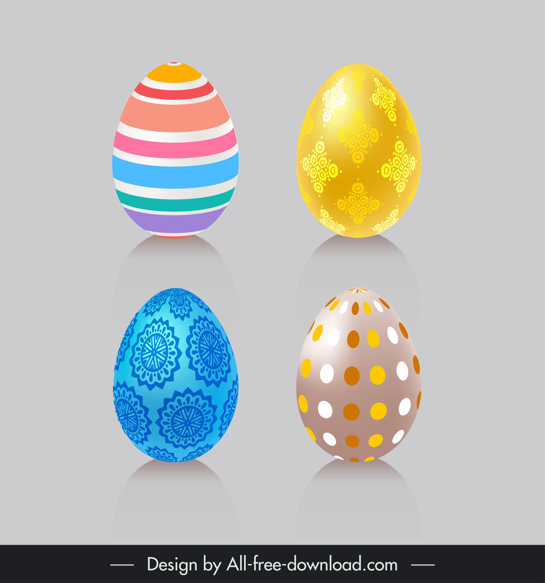  easter eggs icons sets elegant colorful repeating patterns decor