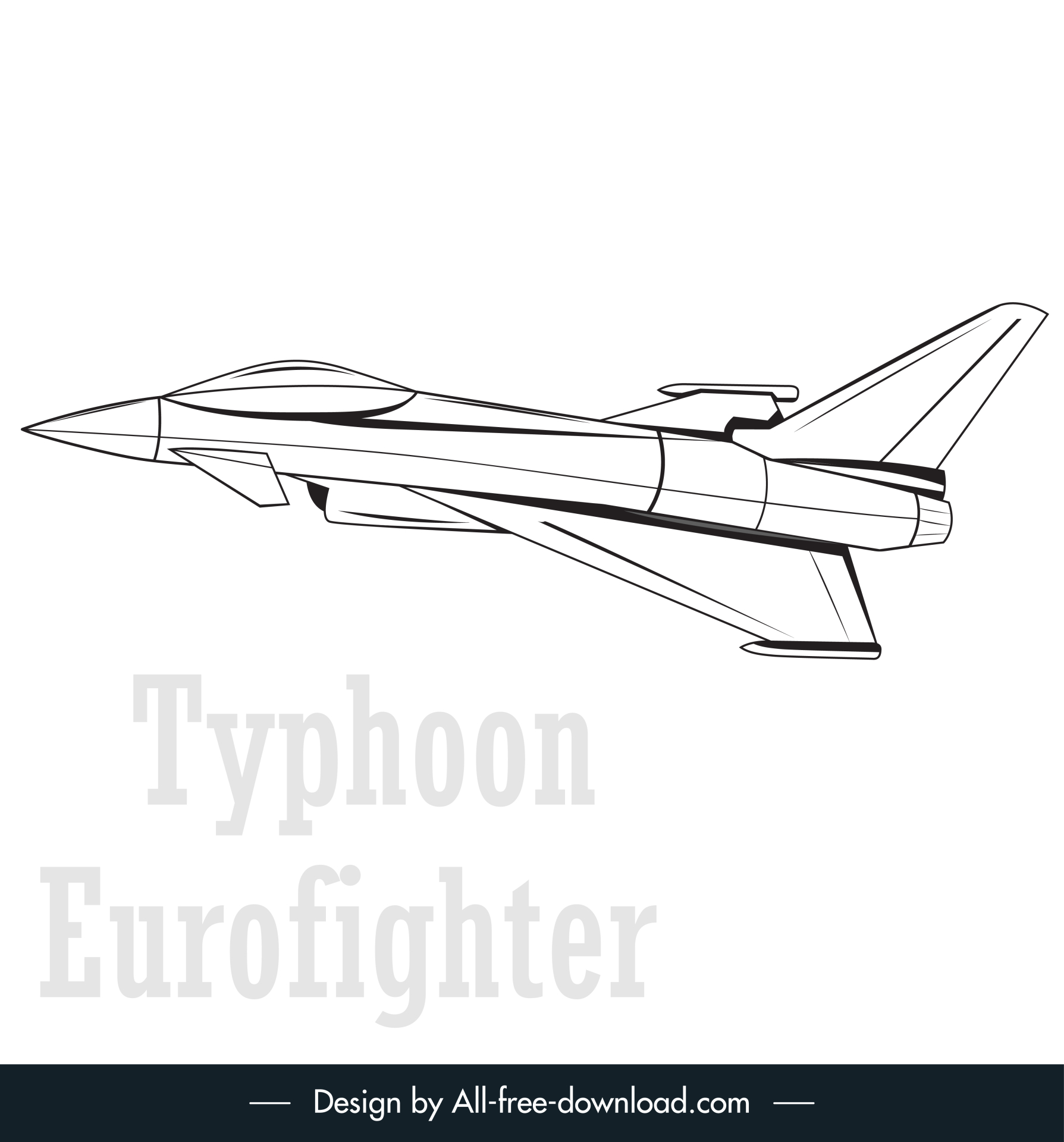 eurofighter typhoon jet logo black white  outline