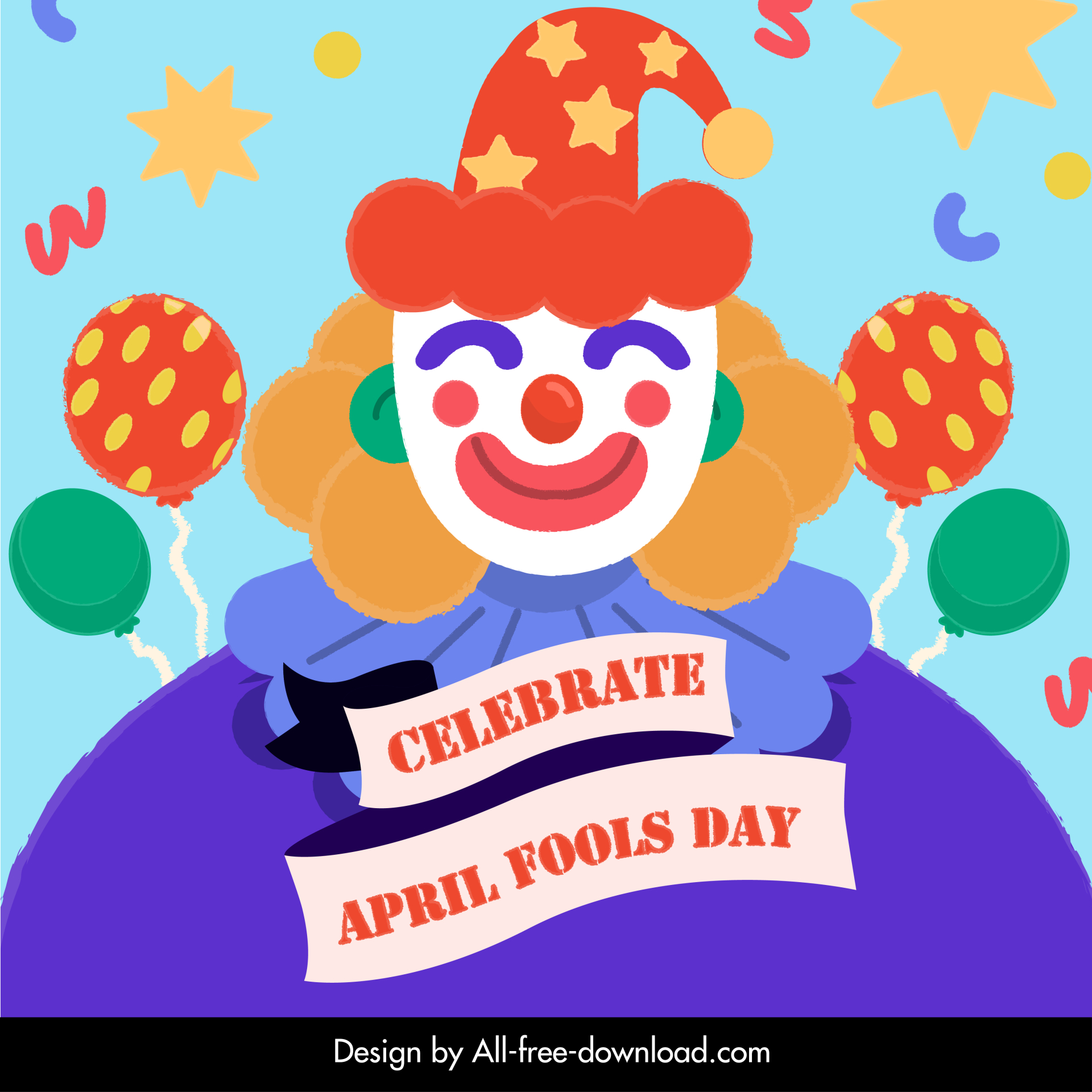 celebrate april fools day banner funny clown sketch