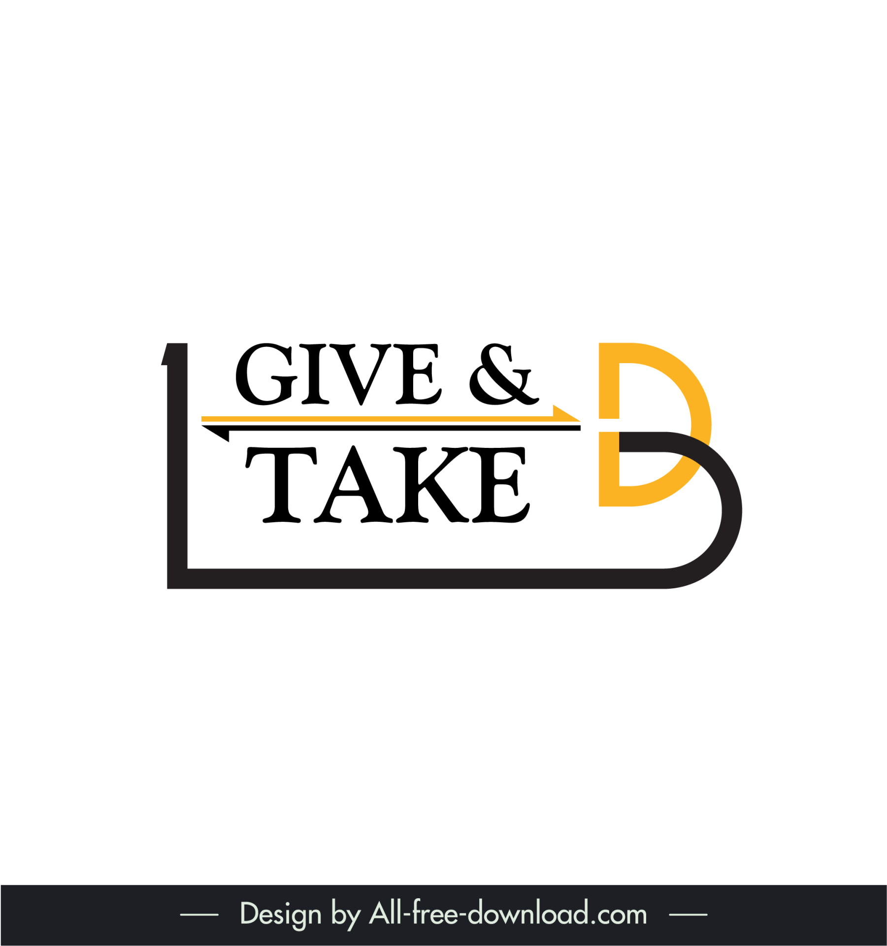 give take bd logo template elegant modern texts curve arrow sketch