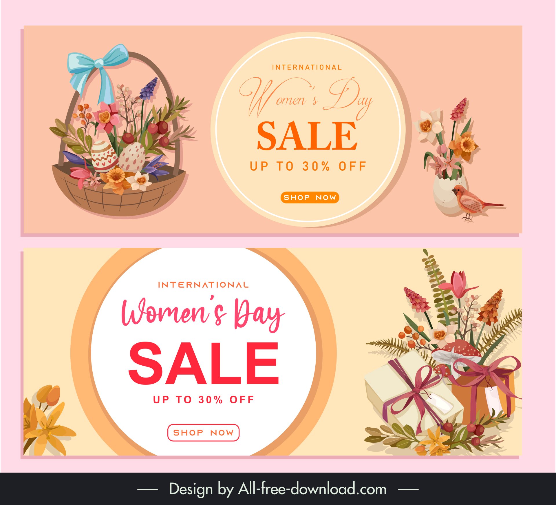 womens day sale banner templates elegant nature elements gifts decor