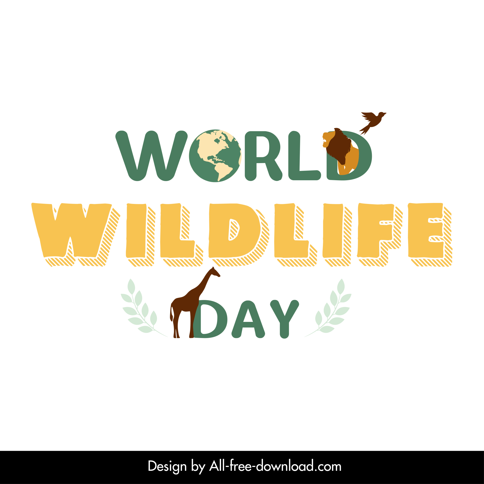 world wildlife day banner template texts animals earth sketch