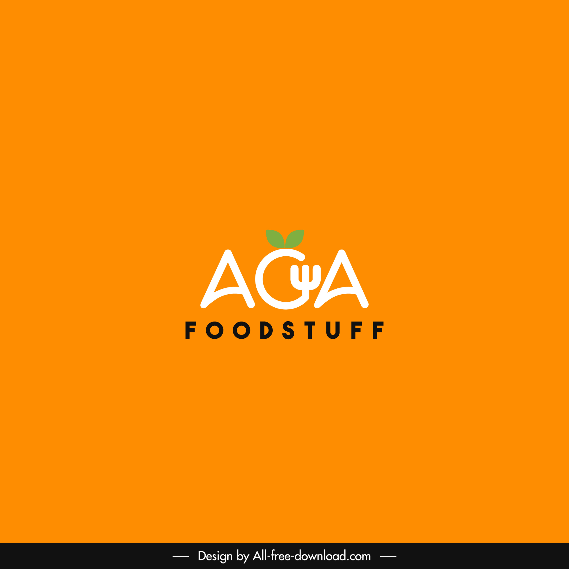 logo aga template flat stylized texts fork utensil sketch