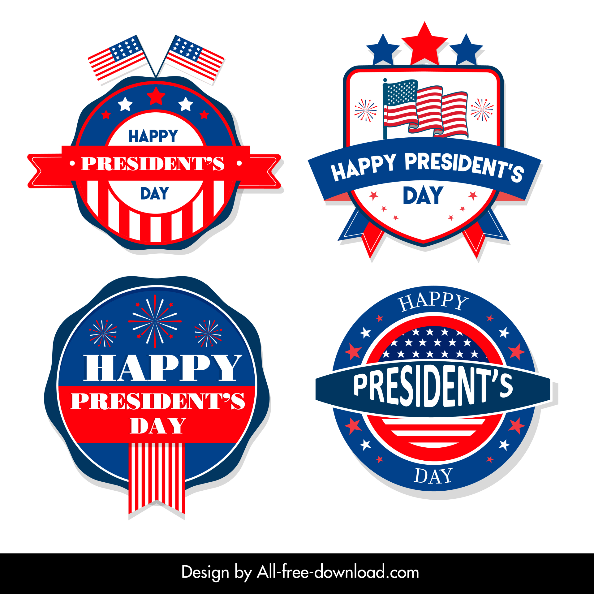 presidents day labels collection elegant shapes flag elements decor