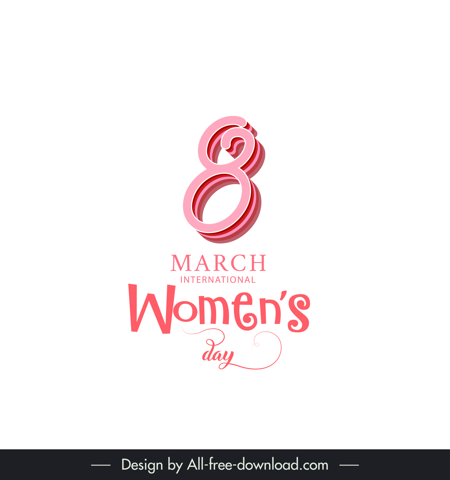 international womens day design elements elegant 3d number flat texts decor