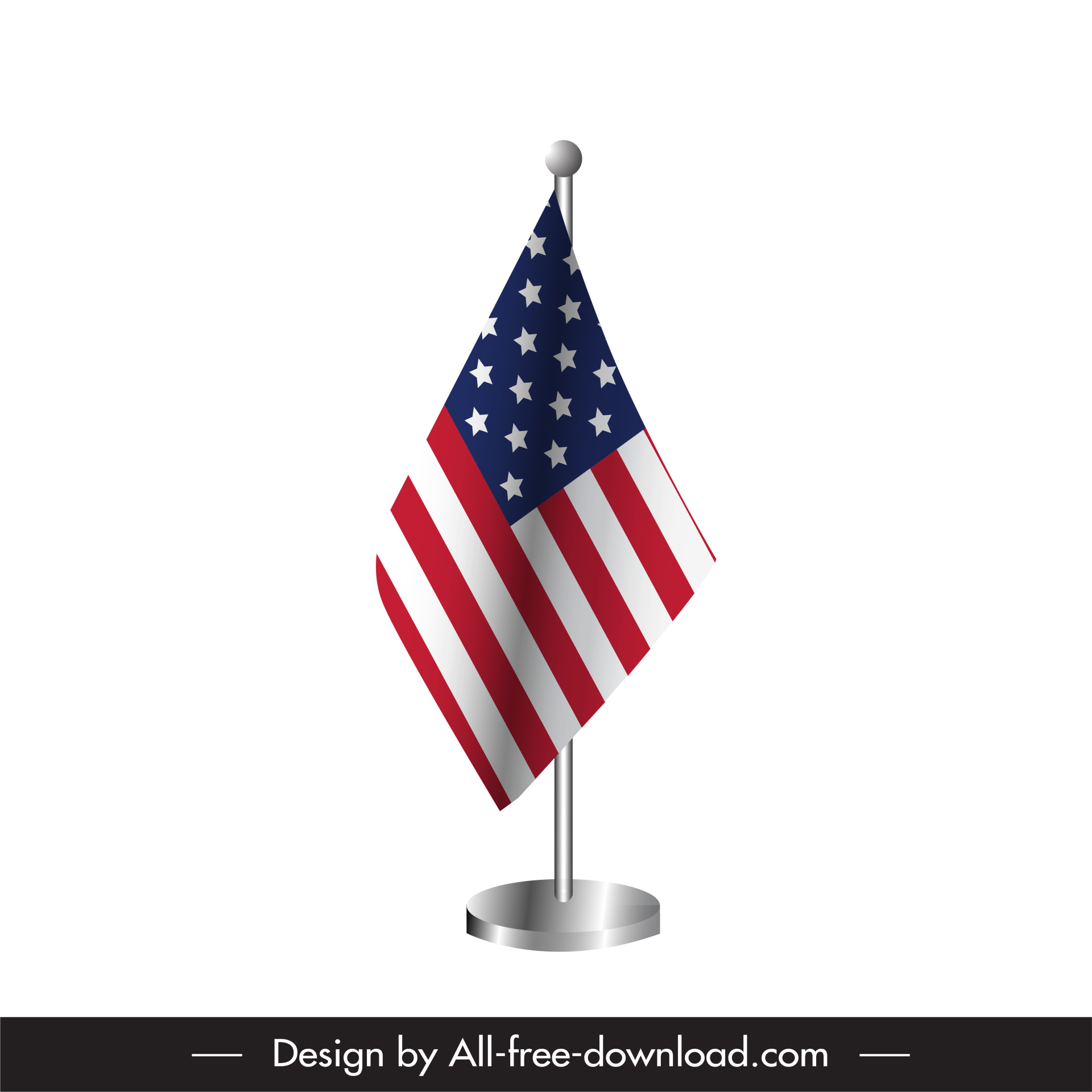 usa flag icon shiny elegant modern 3d outline