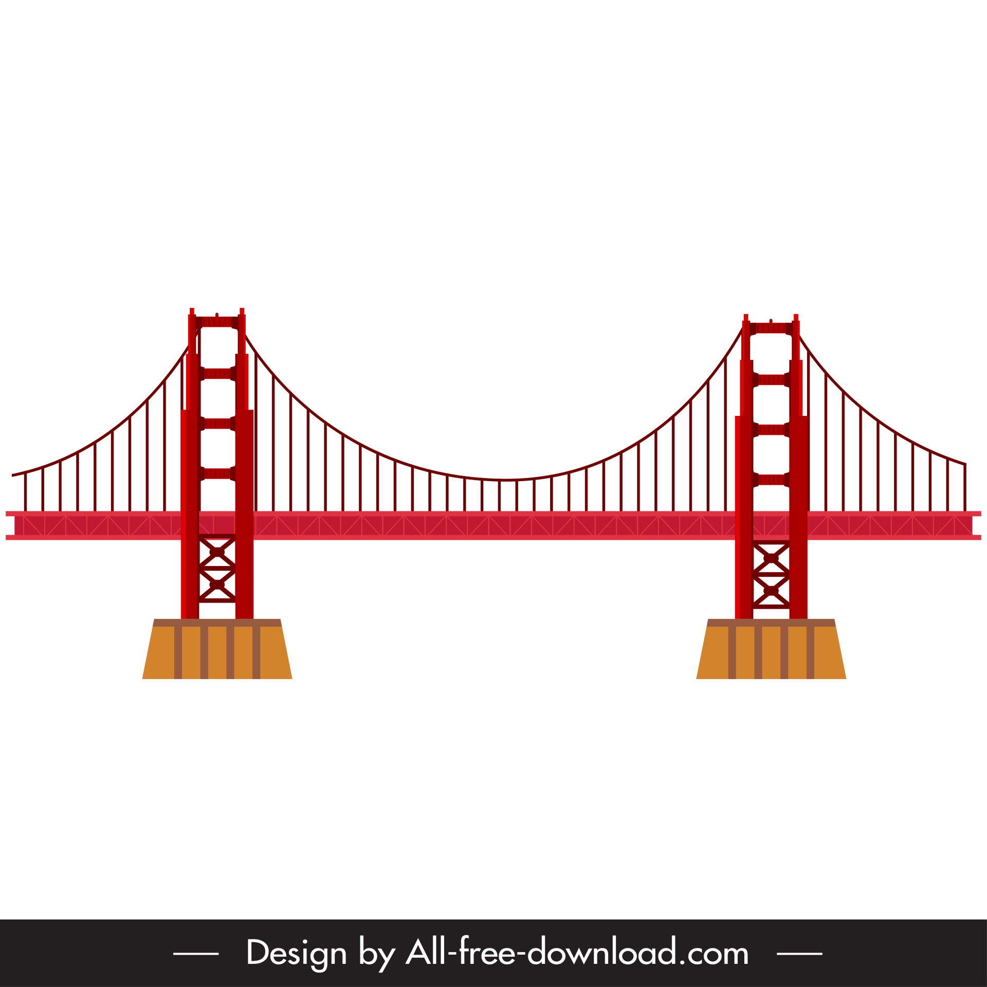 golden gate bridge icon flat sketch