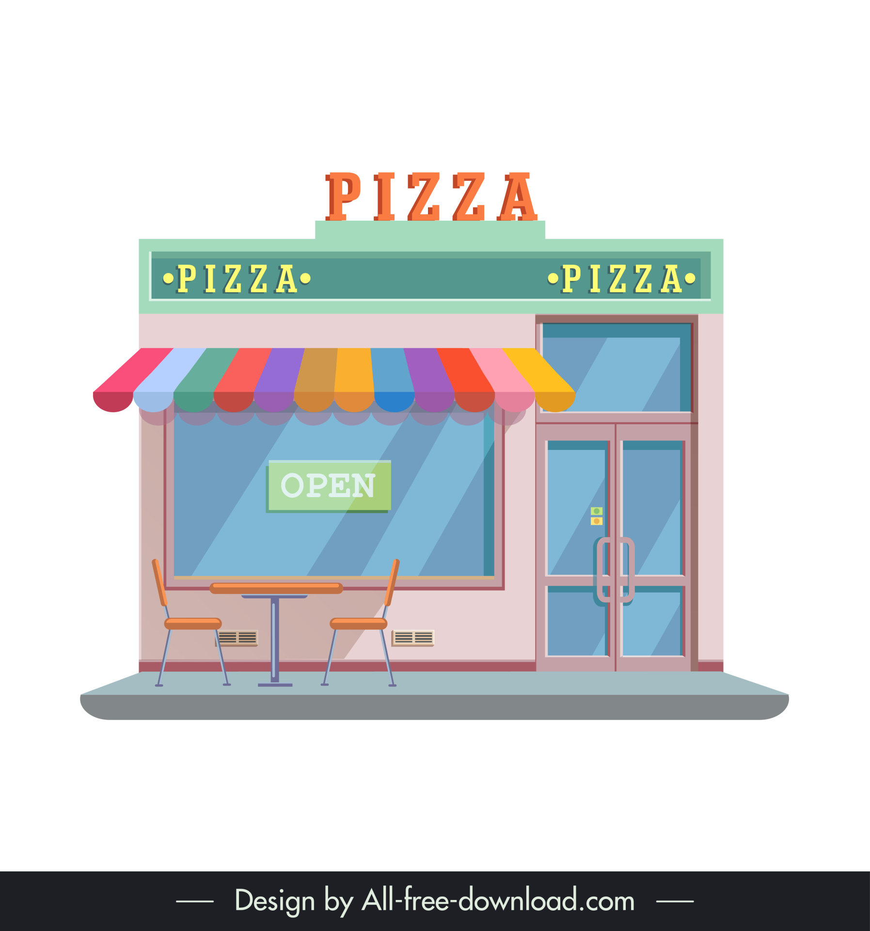 pizza shophouse facade template simple elegant decor