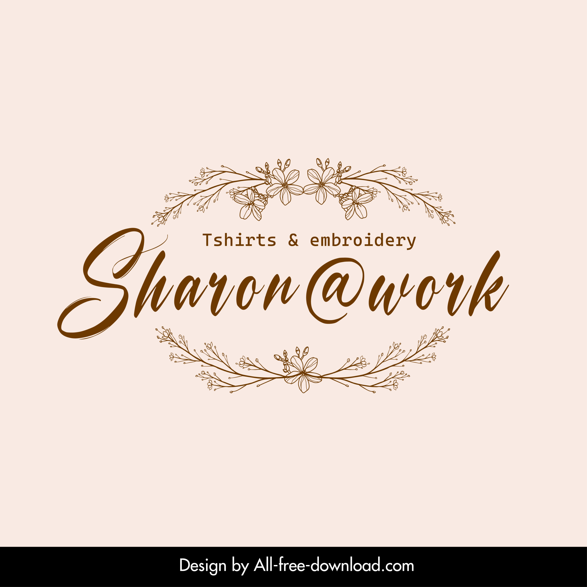 sharonwork logo template classic elegant symmetrical floral decor