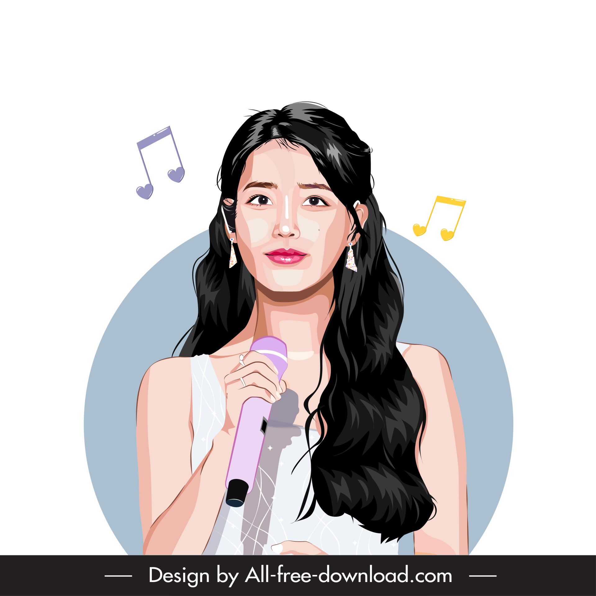 iu lee ji eun singer portrait icon realistic cartoon sketch