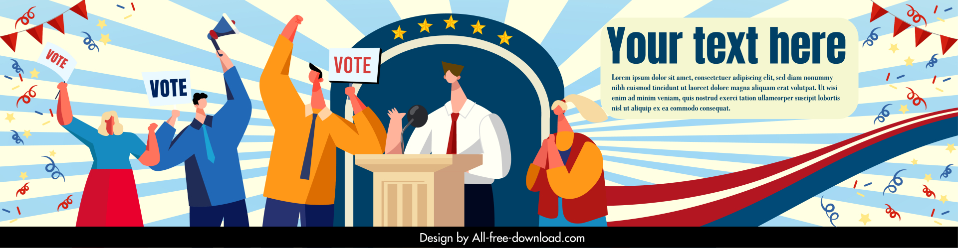 political campaign banner  dynamic cartoon design