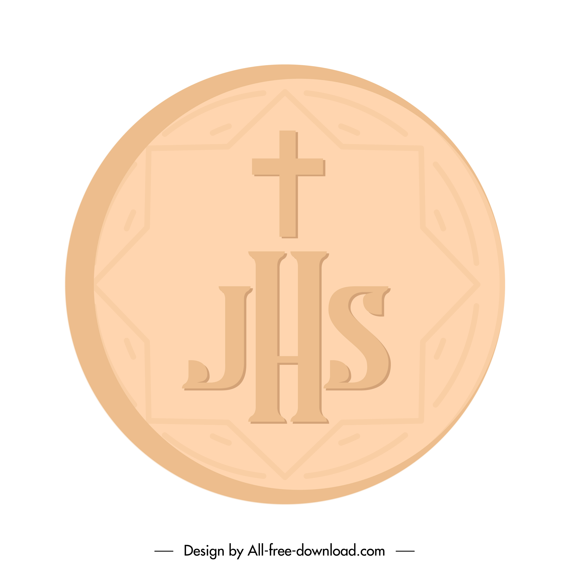 christian host icon round shape symmetric texts decor