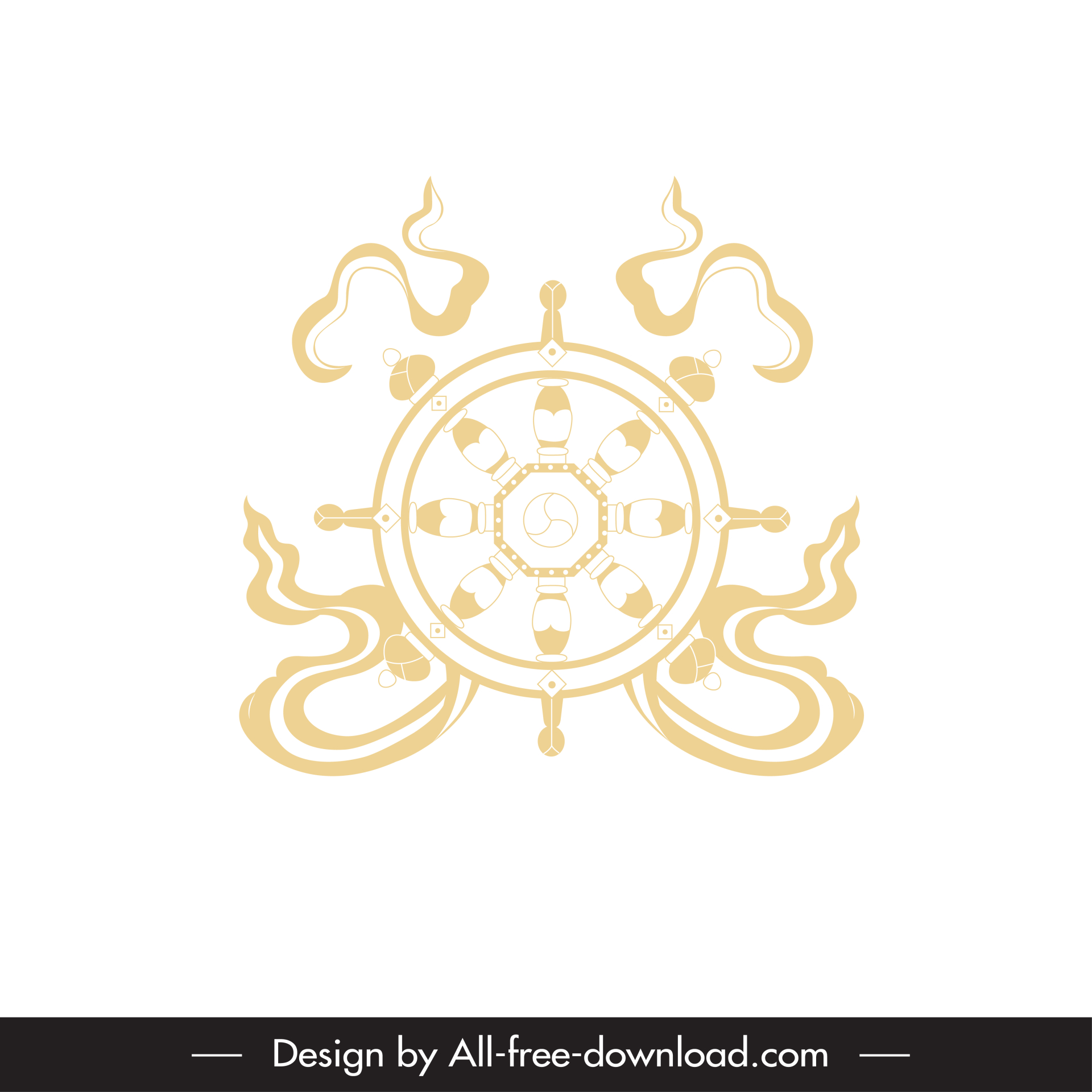 buddhism wheel symbol icon flat dynamic symmetrical outline