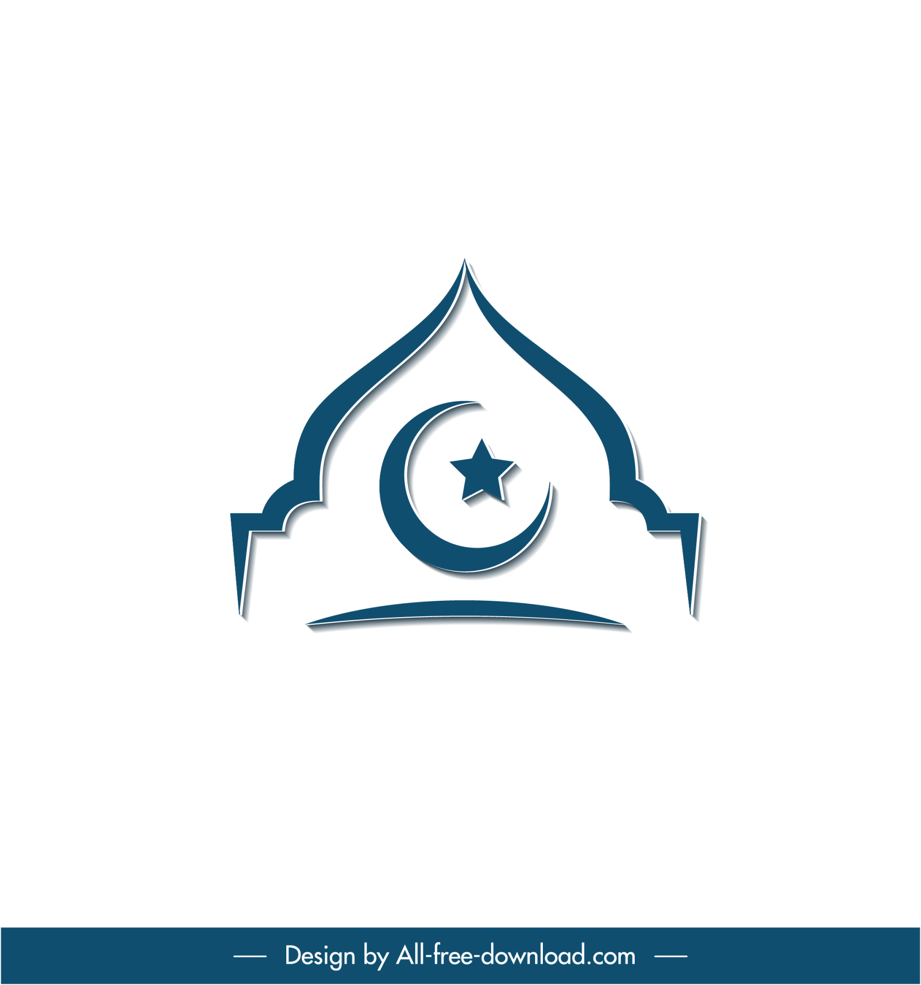 islam sign icon flat symmetrical sketch star crescent decor