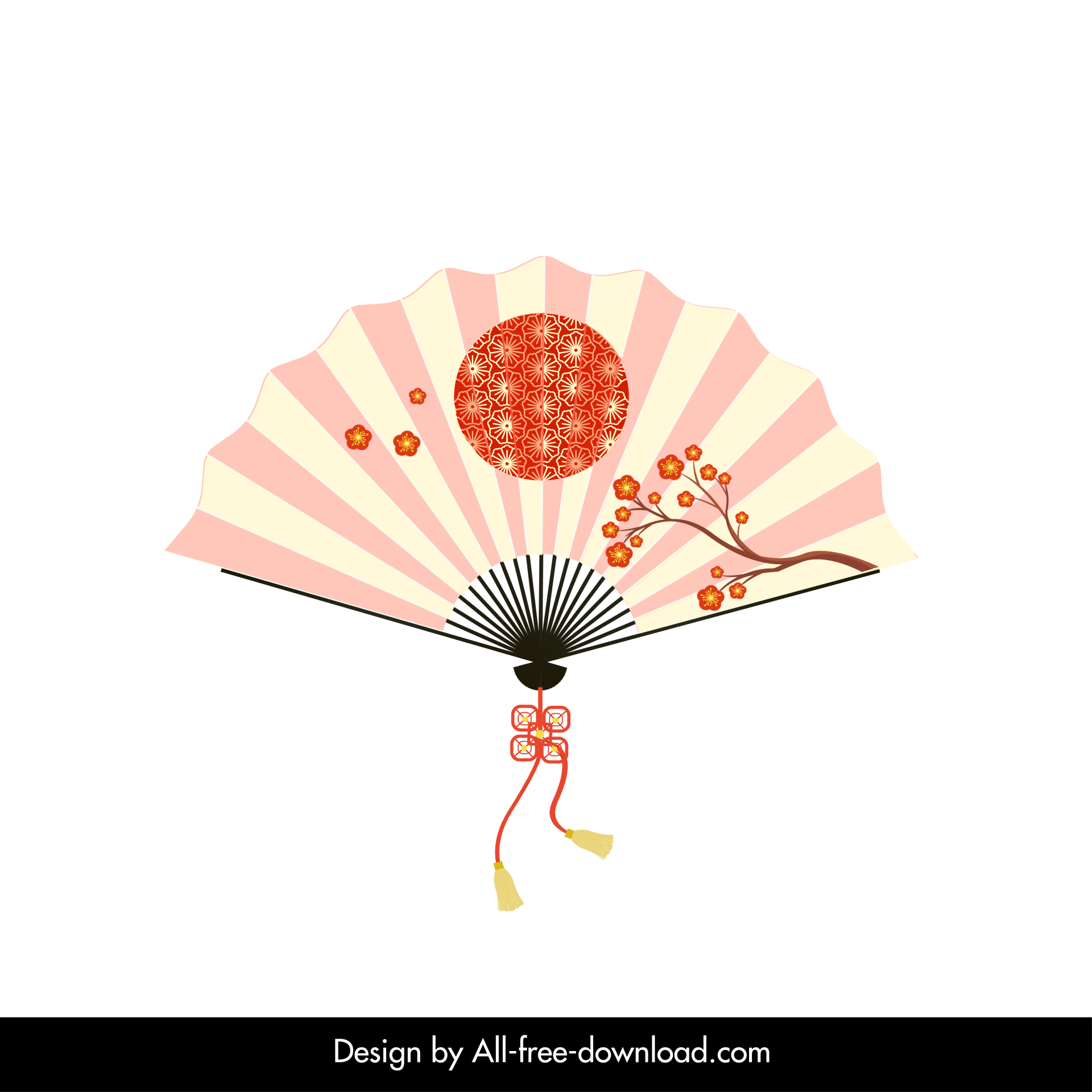 traditional japanese fan icon cherry blossom sun decor