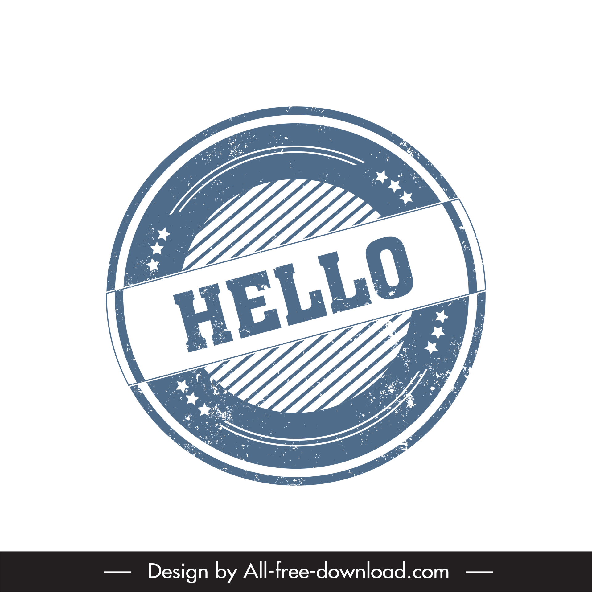 hello stamp template flat retro circle design