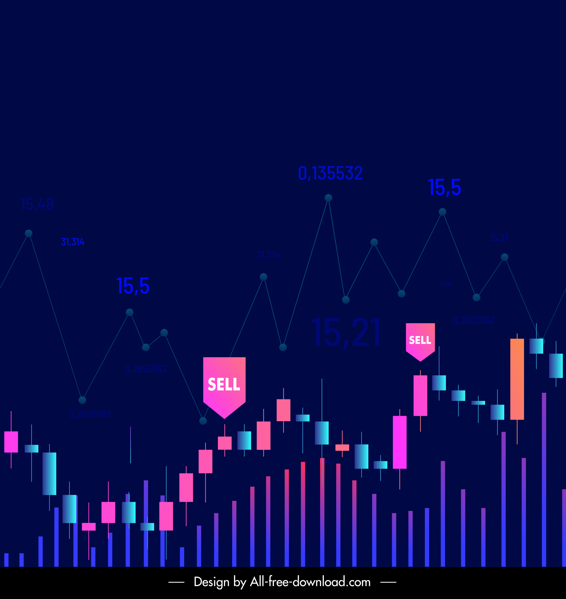  forex trading pattern dark flat charts elements decor